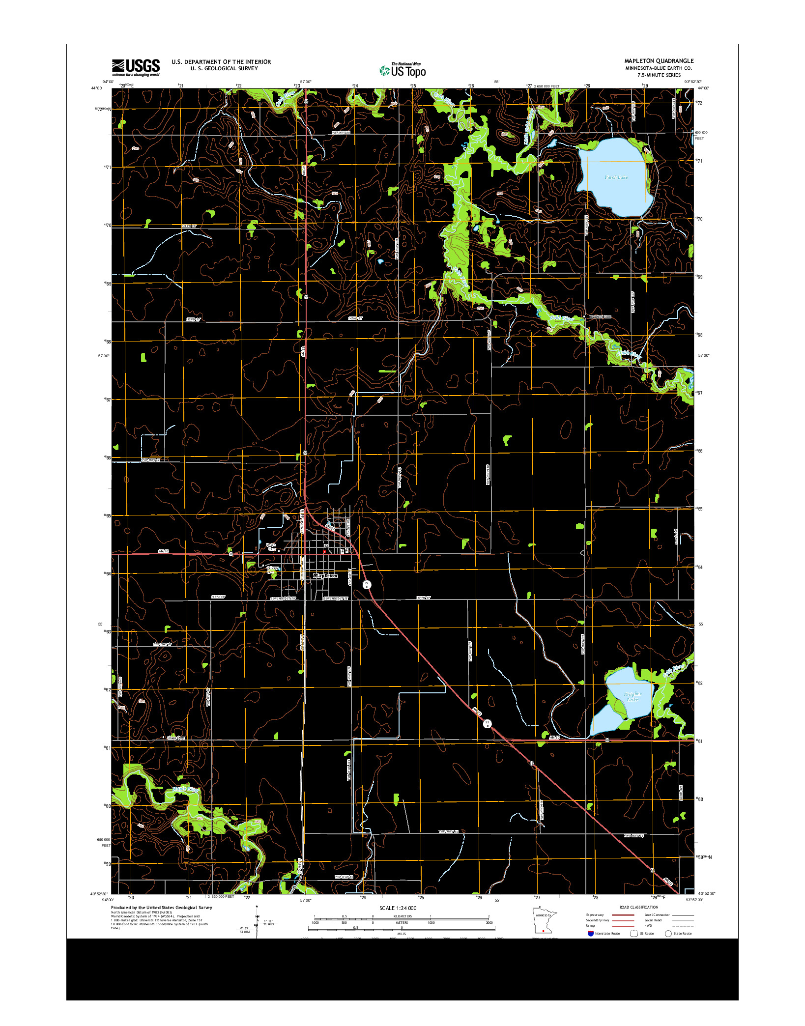USGS US TOPO 7.5-MINUTE MAP FOR MAPLETON, MN 2013
