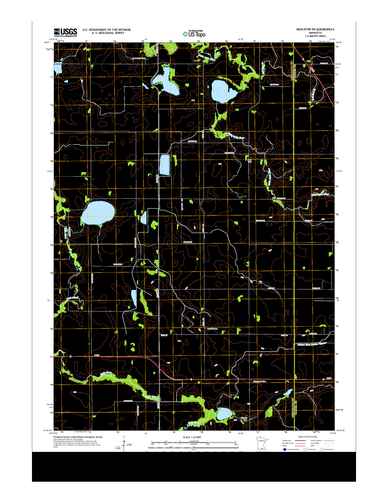 USGS US TOPO 7.5-MINUTE MAP FOR MAPLETON NE, MN 2013