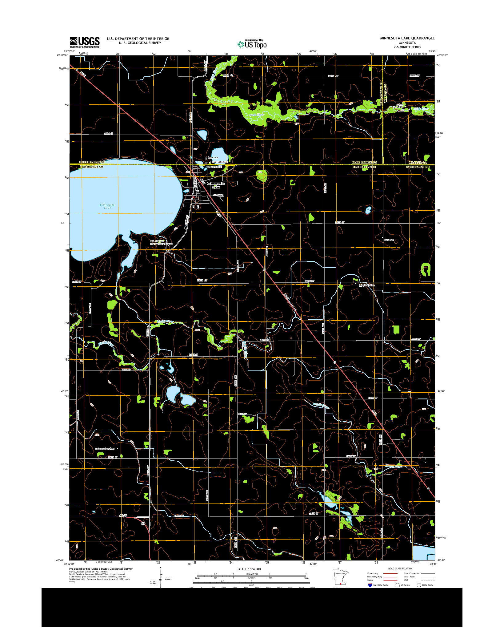 USGS US TOPO 7.5-MINUTE MAP FOR MINNESOTA LAKE, MN 2013