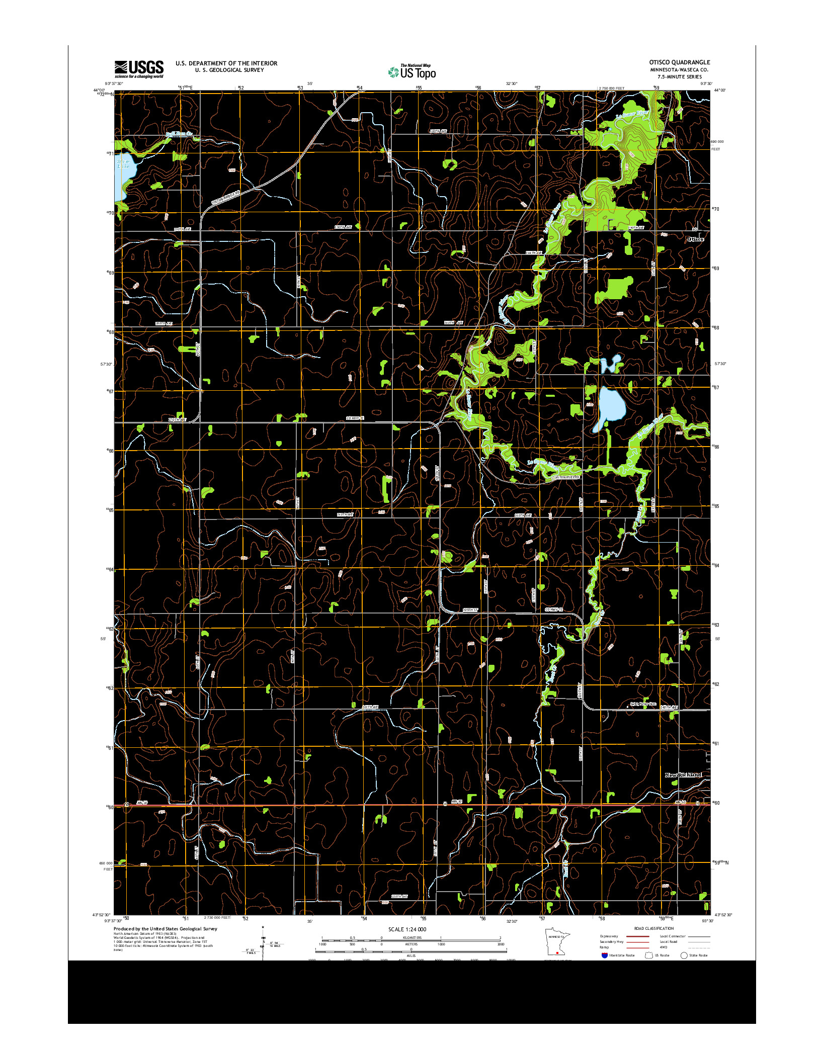 USGS US TOPO 7.5-MINUTE MAP FOR OTISCO, MN 2013