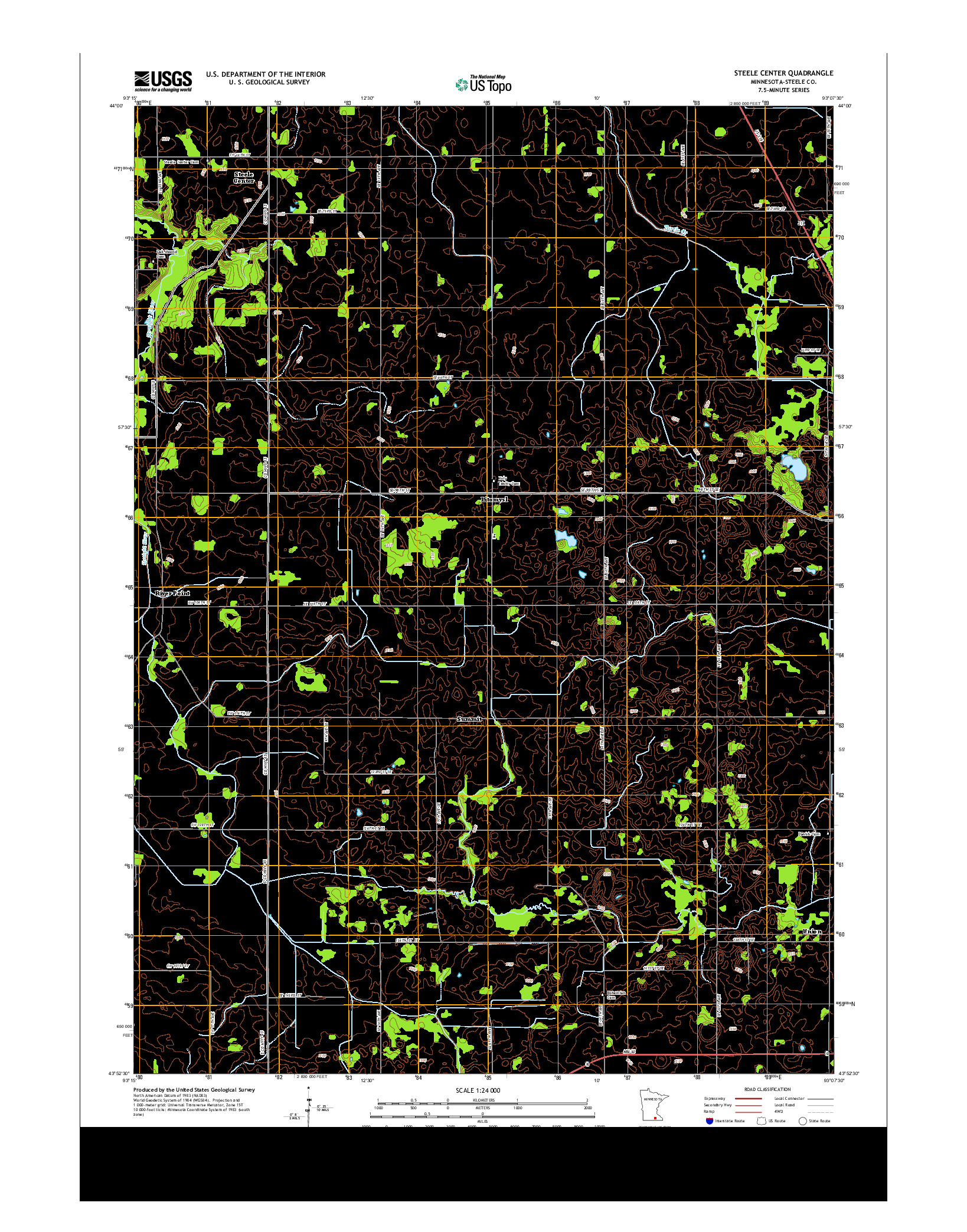 USGS US TOPO 7.5-MINUTE MAP FOR STEELE CENTER, MN 2013