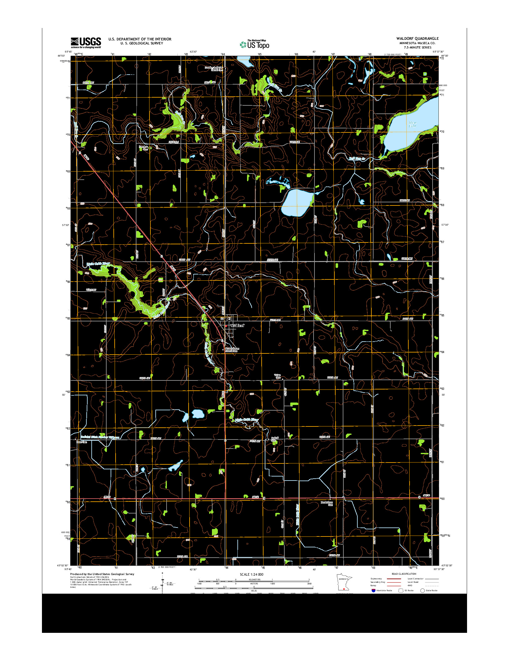 USGS US TOPO 7.5-MINUTE MAP FOR WALDORF, MN 2013