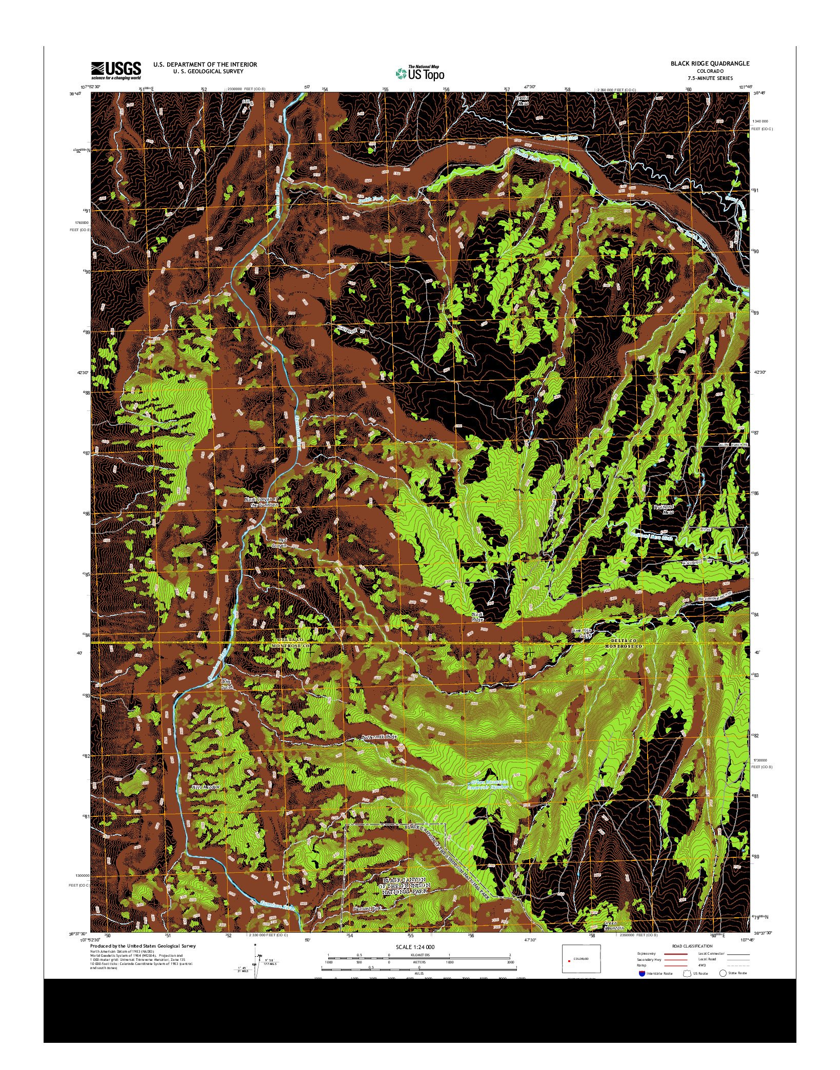 USGS US TOPO 7.5-MINUTE MAP FOR BLACK RIDGE, CO 2013