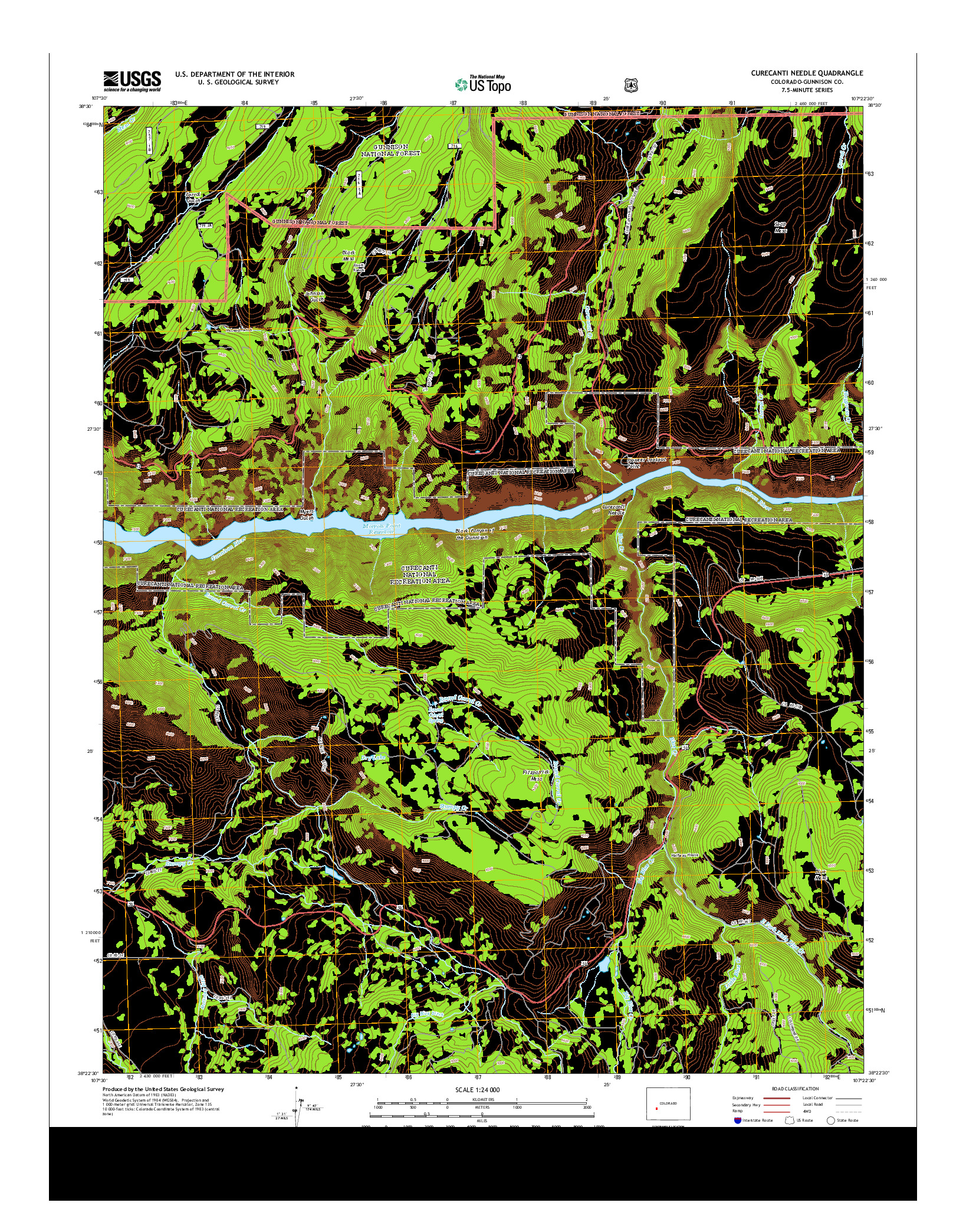 USGS US TOPO 7.5-MINUTE MAP FOR CURECANTI NEEDLE, CO 2013