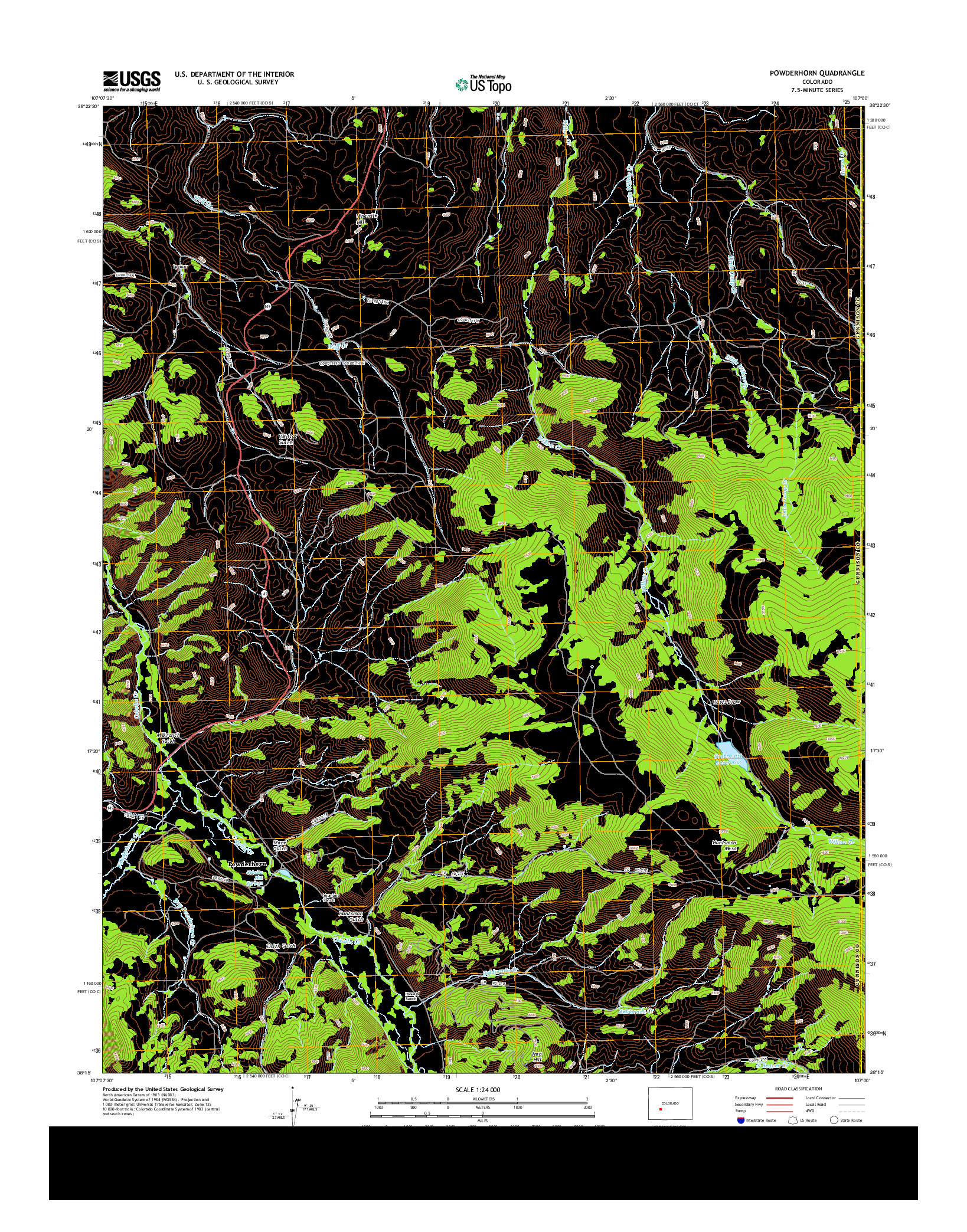 USGS US TOPO 7.5-MINUTE MAP FOR POWDERHORN, CO 2013