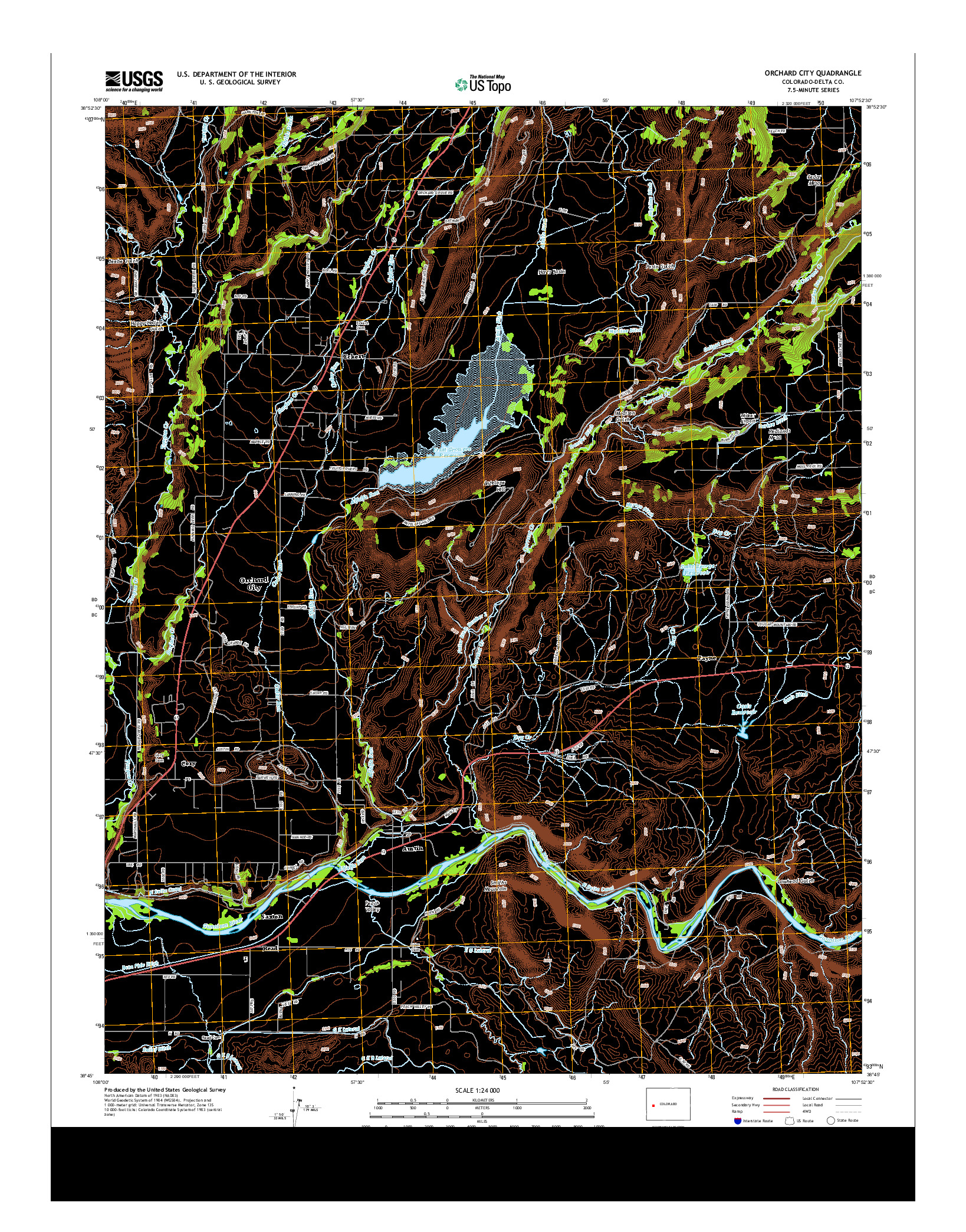 USGS US TOPO 7.5-MINUTE MAP FOR ORCHARD CITY, CO 2013