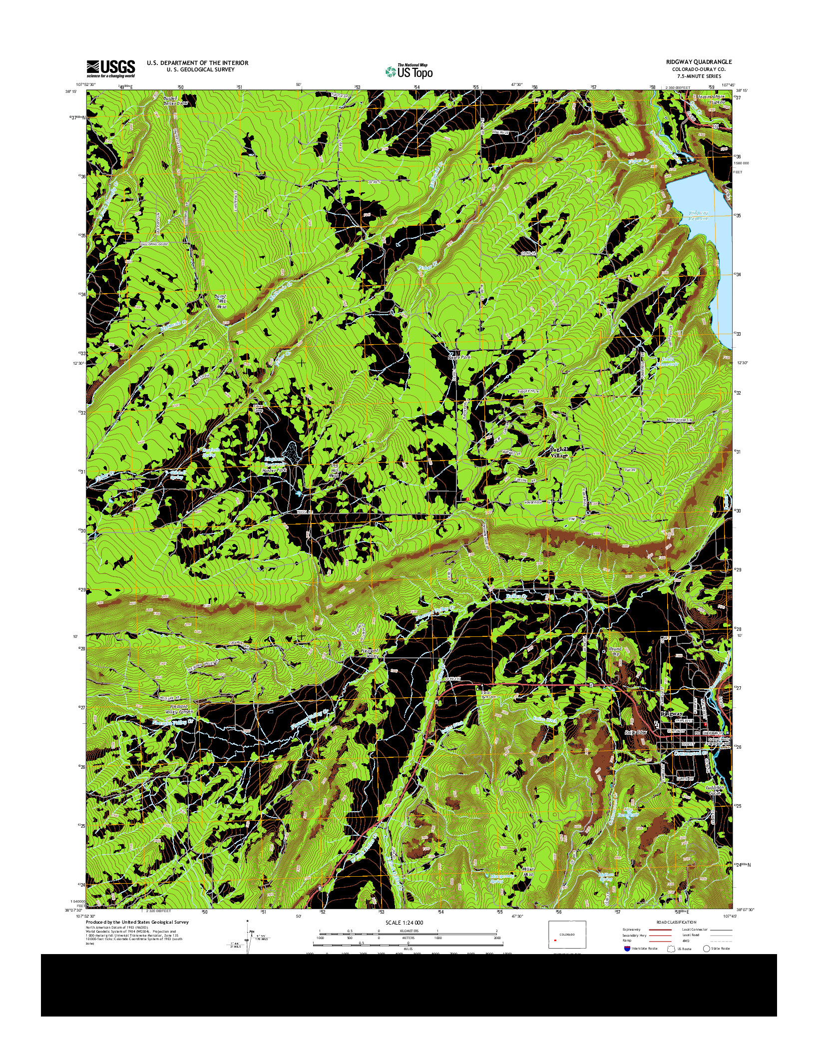 USGS US TOPO 7.5-MINUTE MAP FOR RIDGWAY, CO 2013