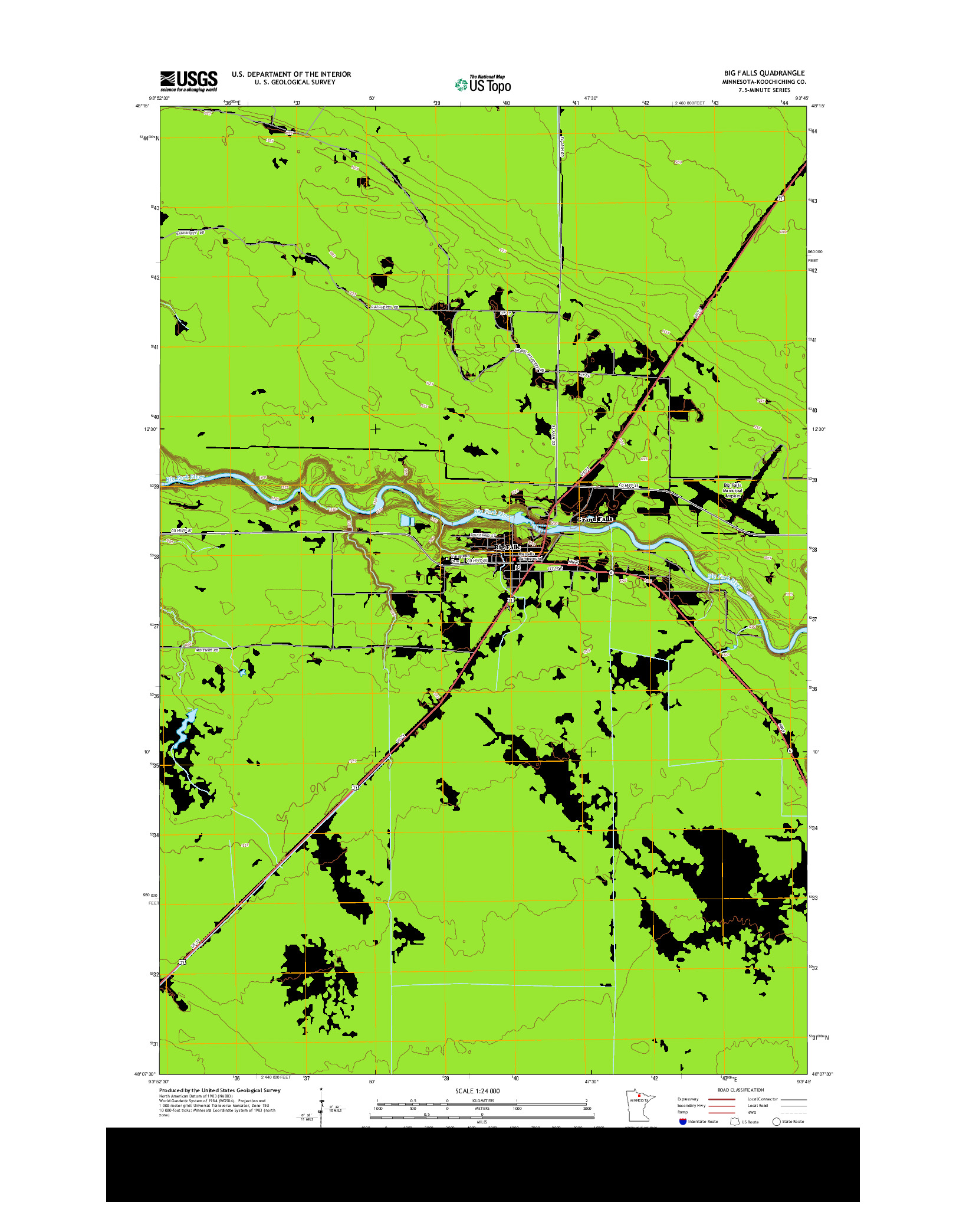 USGS US TOPO 7.5-MINUTE MAP FOR BIG FALLS, MN 2013