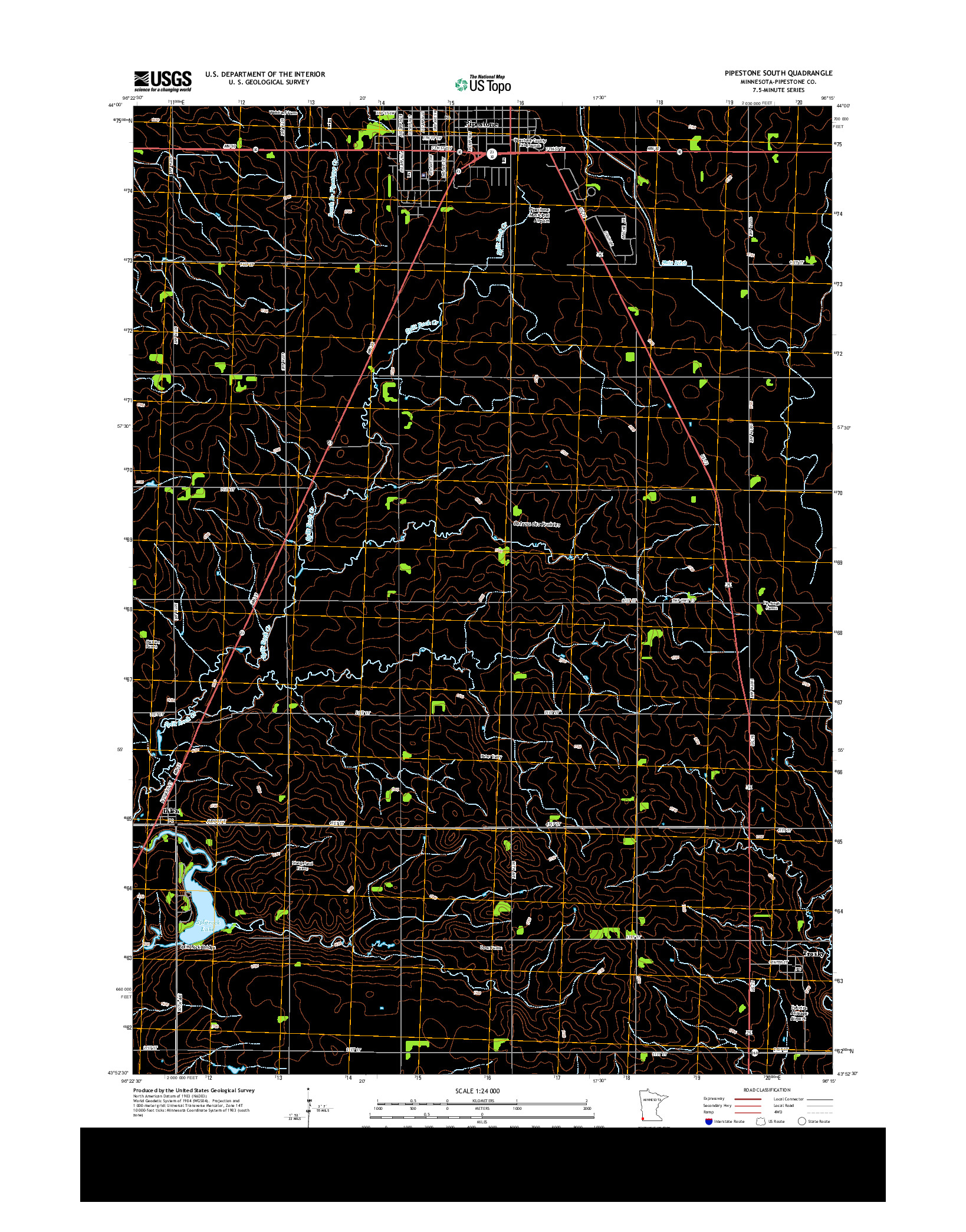 USGS US TOPO 7.5-MINUTE MAP FOR PIPESTONE SOUTH, MN 2013