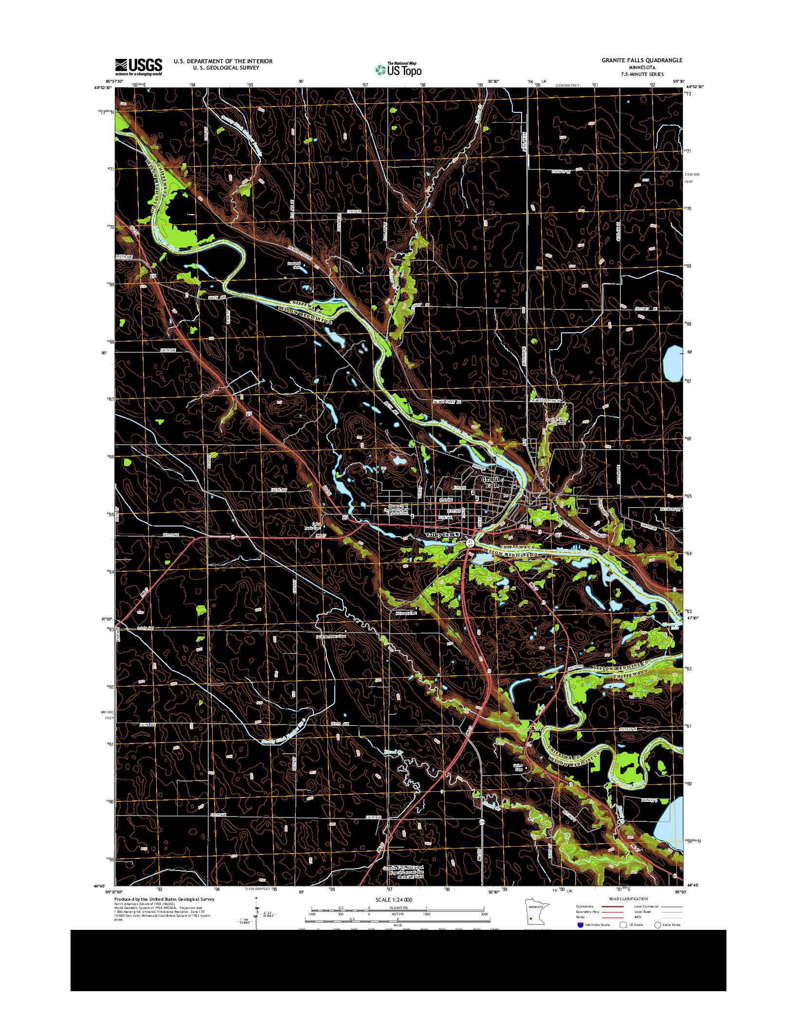 USGS US TOPO 7.5-MINUTE MAP FOR GRANITE FALLS, MN 2013