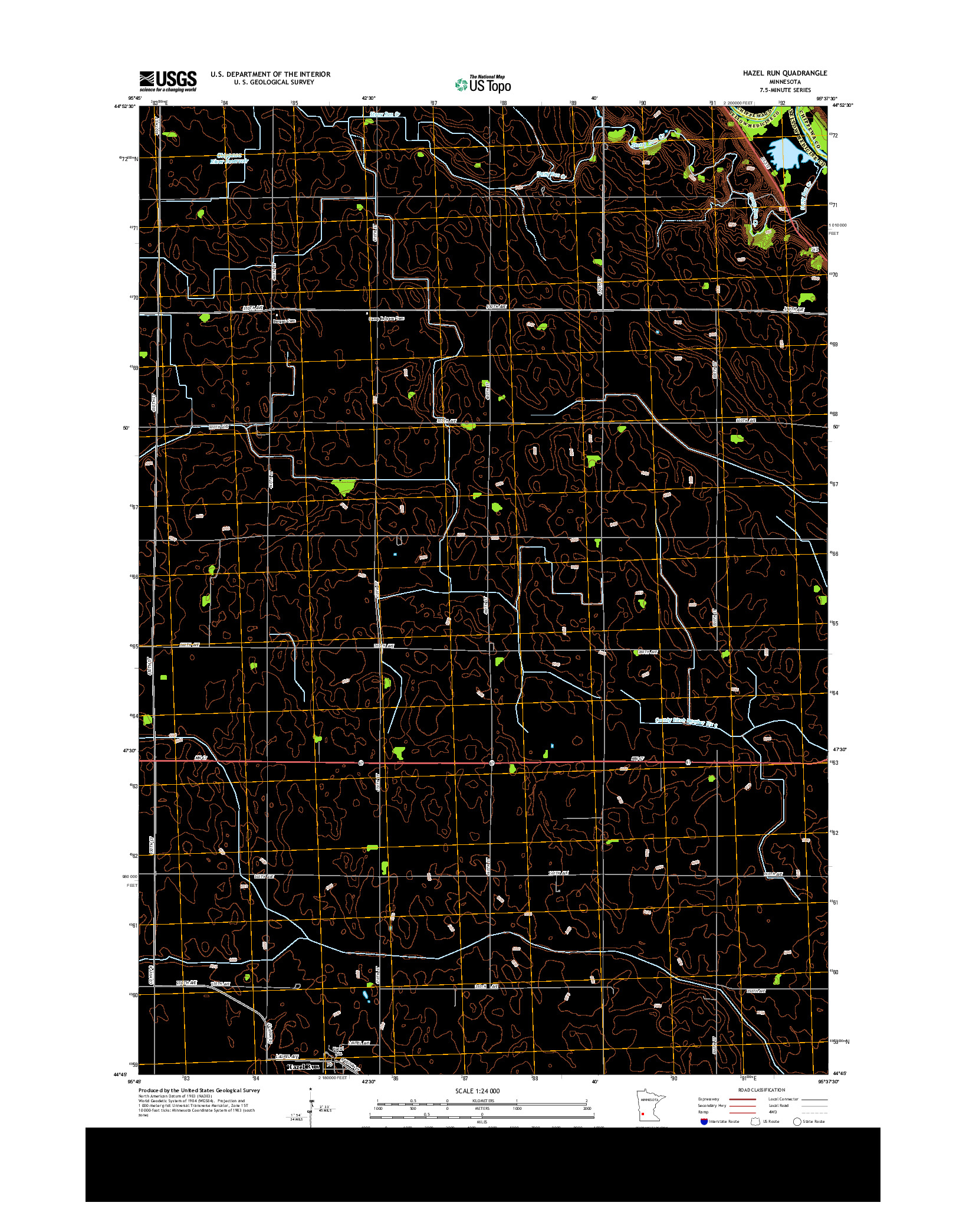 USGS US TOPO 7.5-MINUTE MAP FOR HAZEL RUN, MN 2013