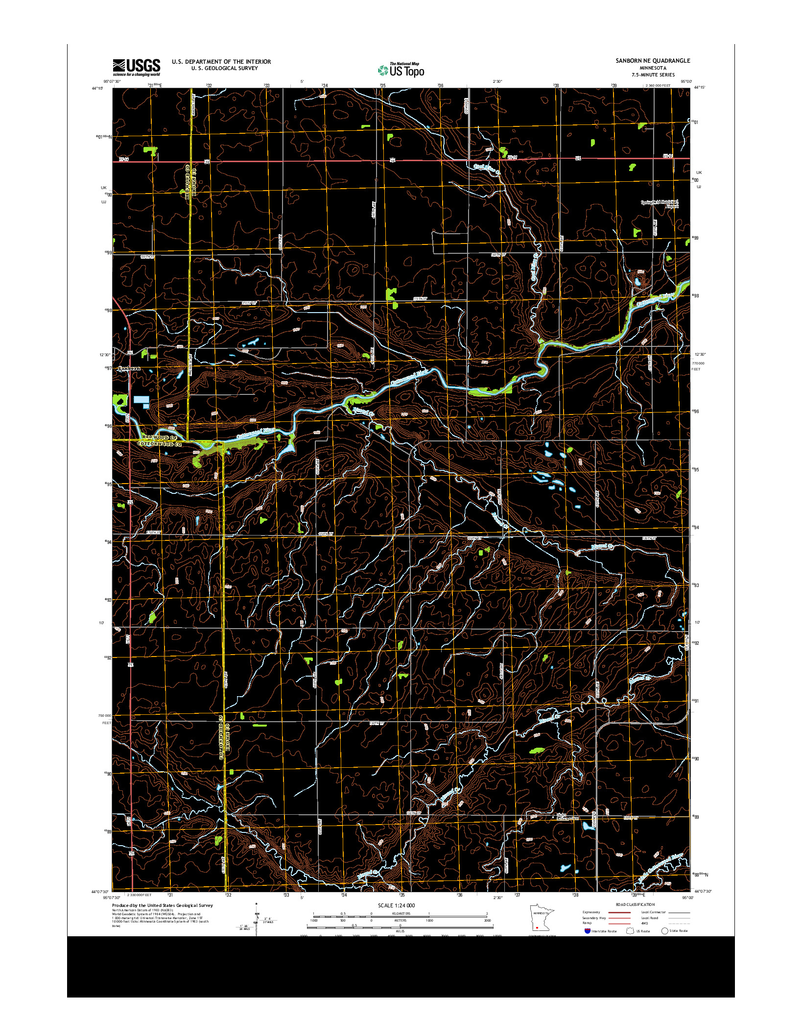 USGS US TOPO 7.5-MINUTE MAP FOR SANBORN NE, MN 2013