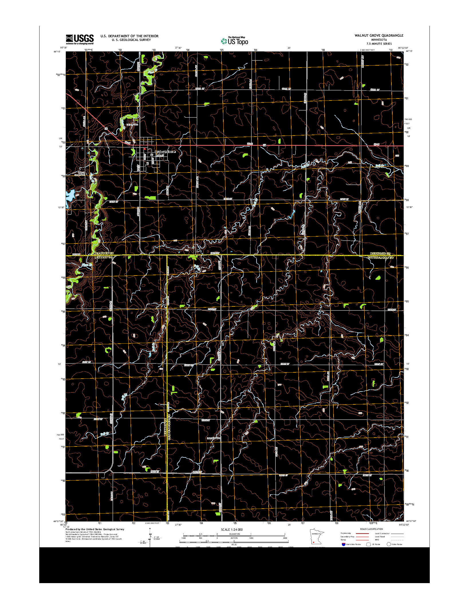 USGS US TOPO 7.5-MINUTE MAP FOR WALNUT GROVE, MN 2013