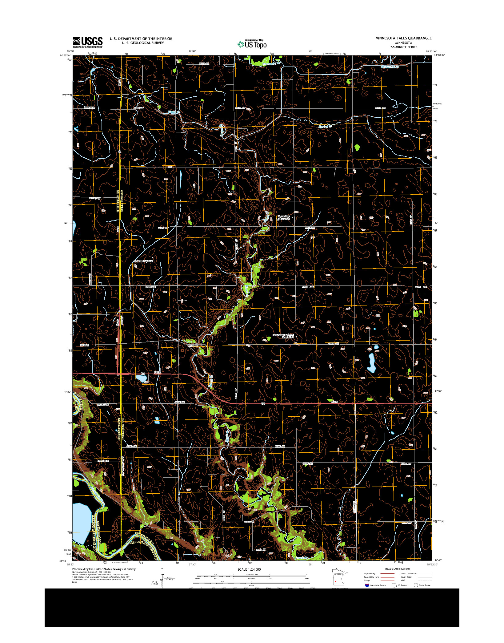 USGS US TOPO 7.5-MINUTE MAP FOR MINNESOTA FALLS, MN 2013