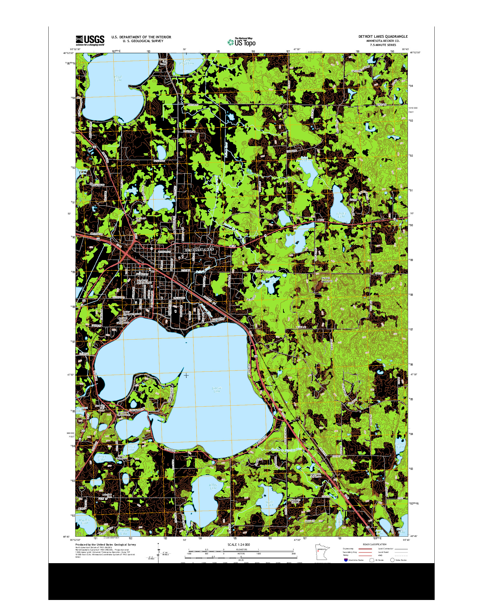 USGS US TOPO 7.5-MINUTE MAP FOR DETROIT LAKES, MN 2013