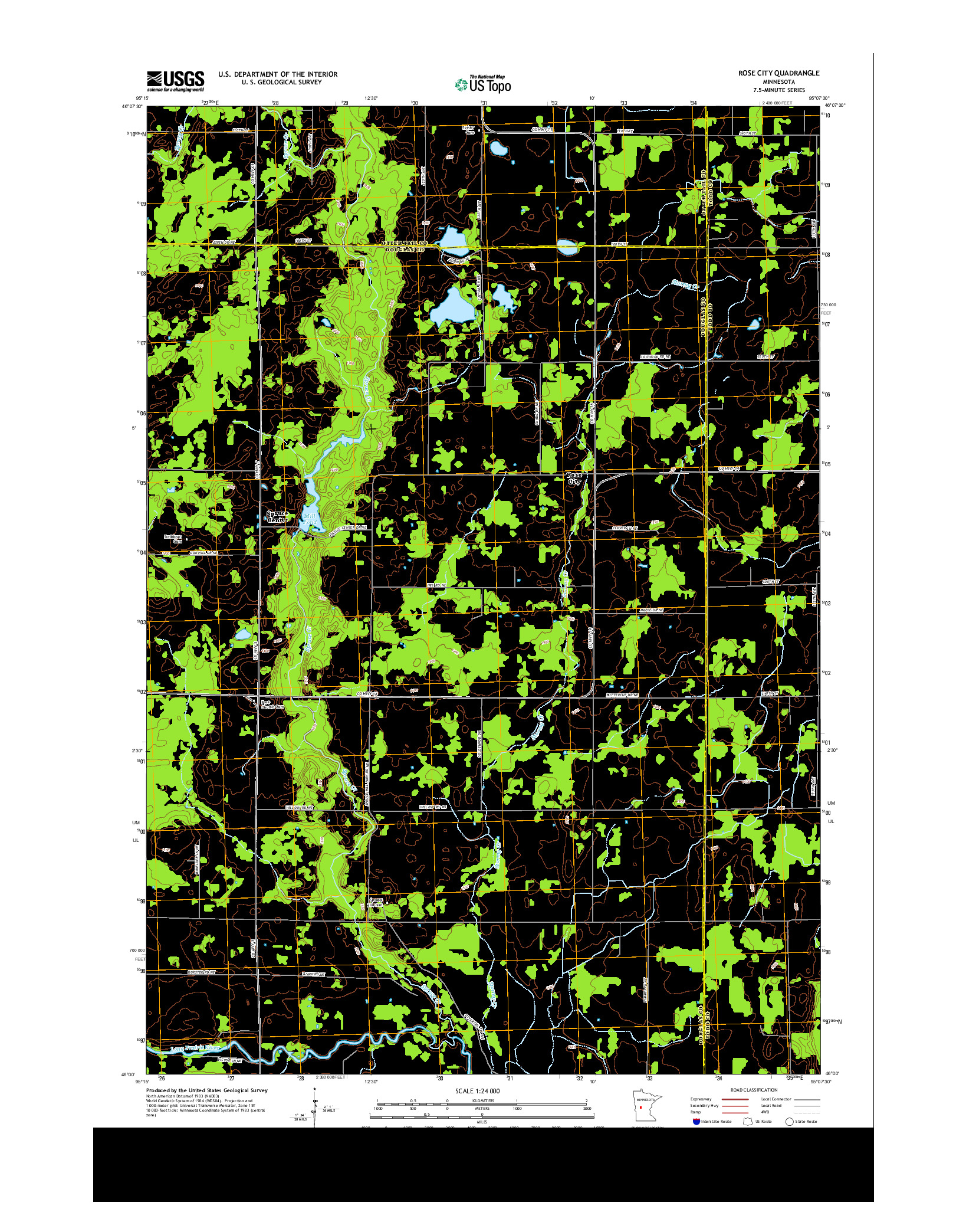USGS US TOPO 7.5-MINUTE MAP FOR ROSE CITY, MN 2013