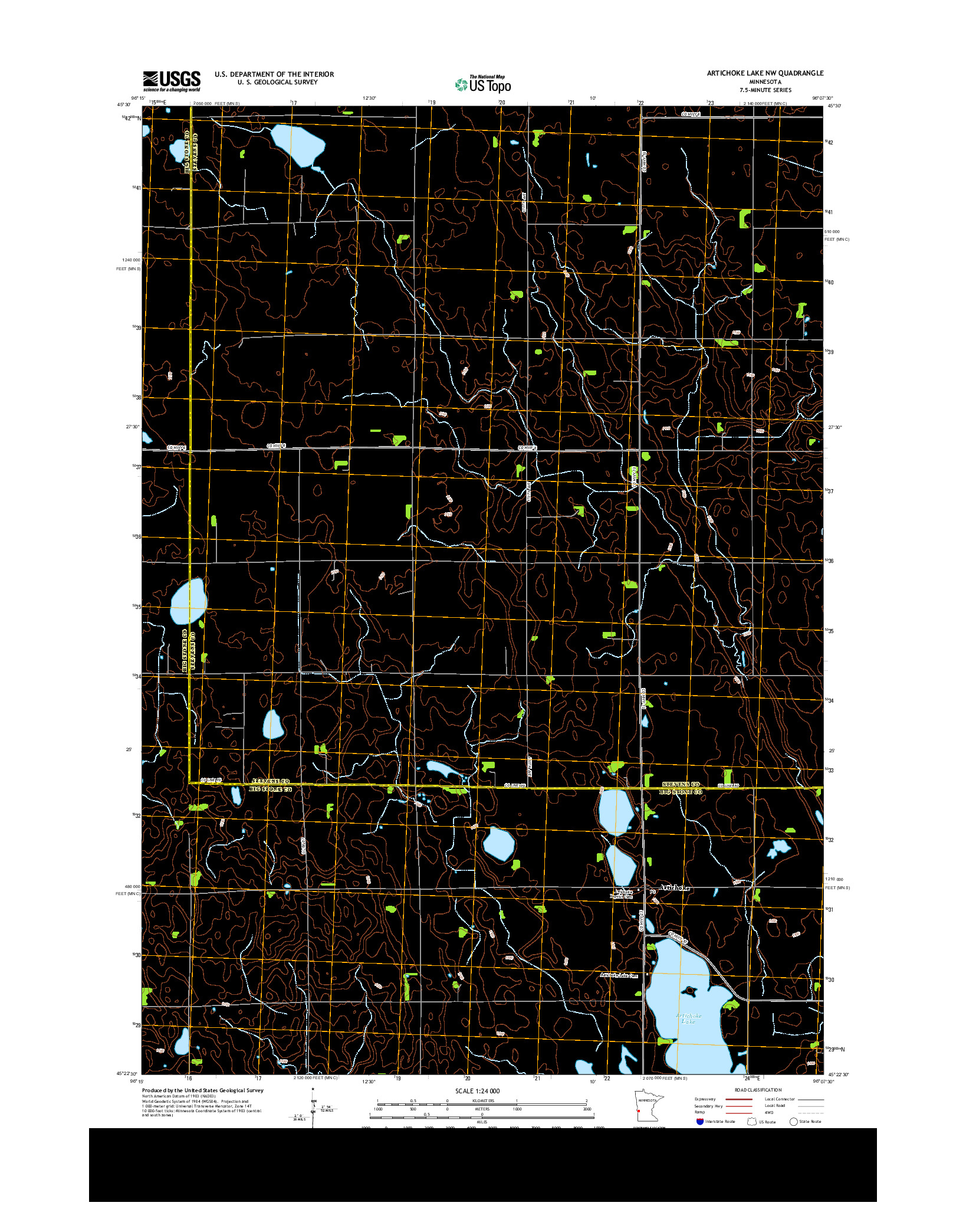 USGS US TOPO 7.5-MINUTE MAP FOR ARTICHOKE LAKE NW, MN 2013