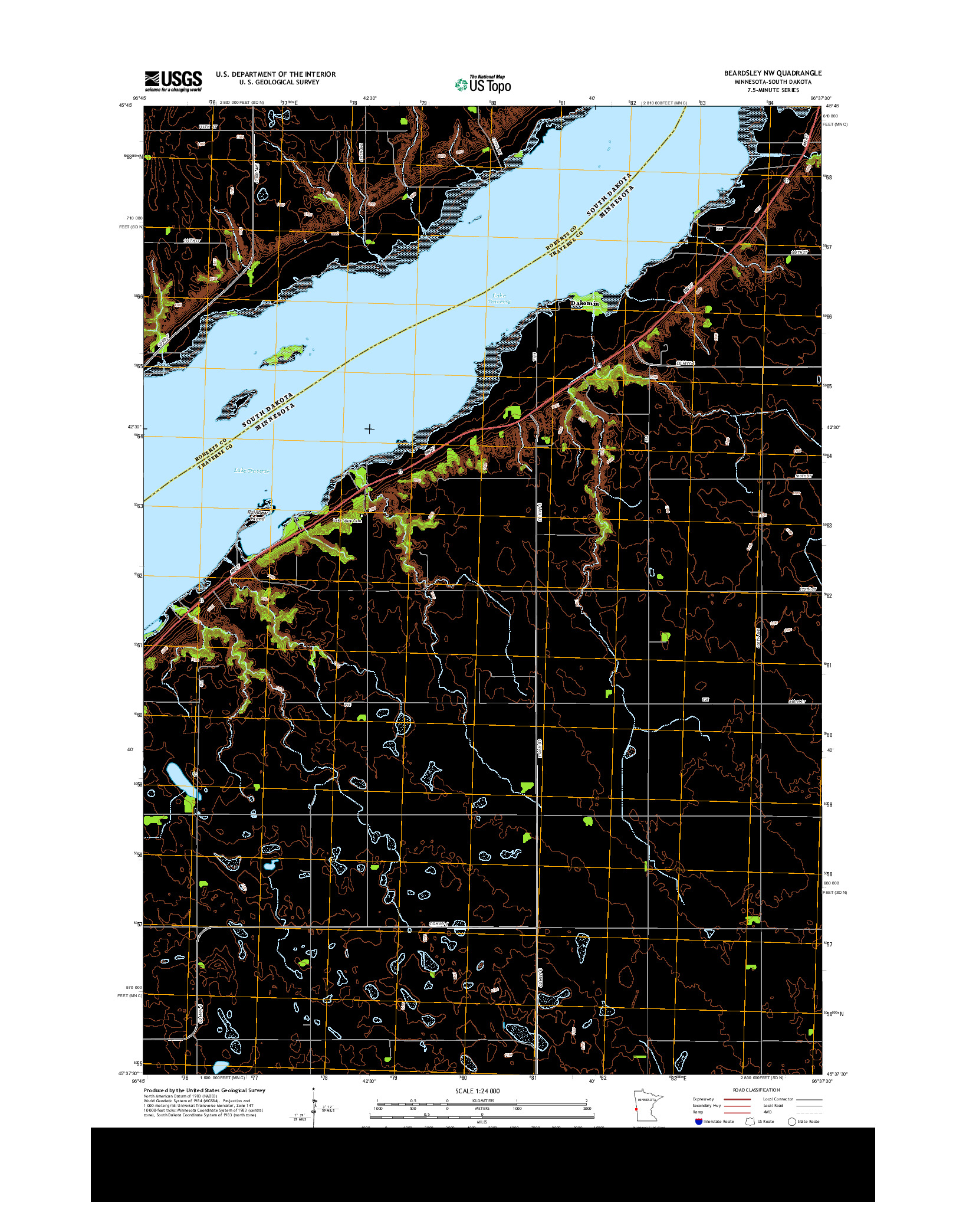 USGS US TOPO 7.5-MINUTE MAP FOR BEARDSLEY NW, MN-SD 2013