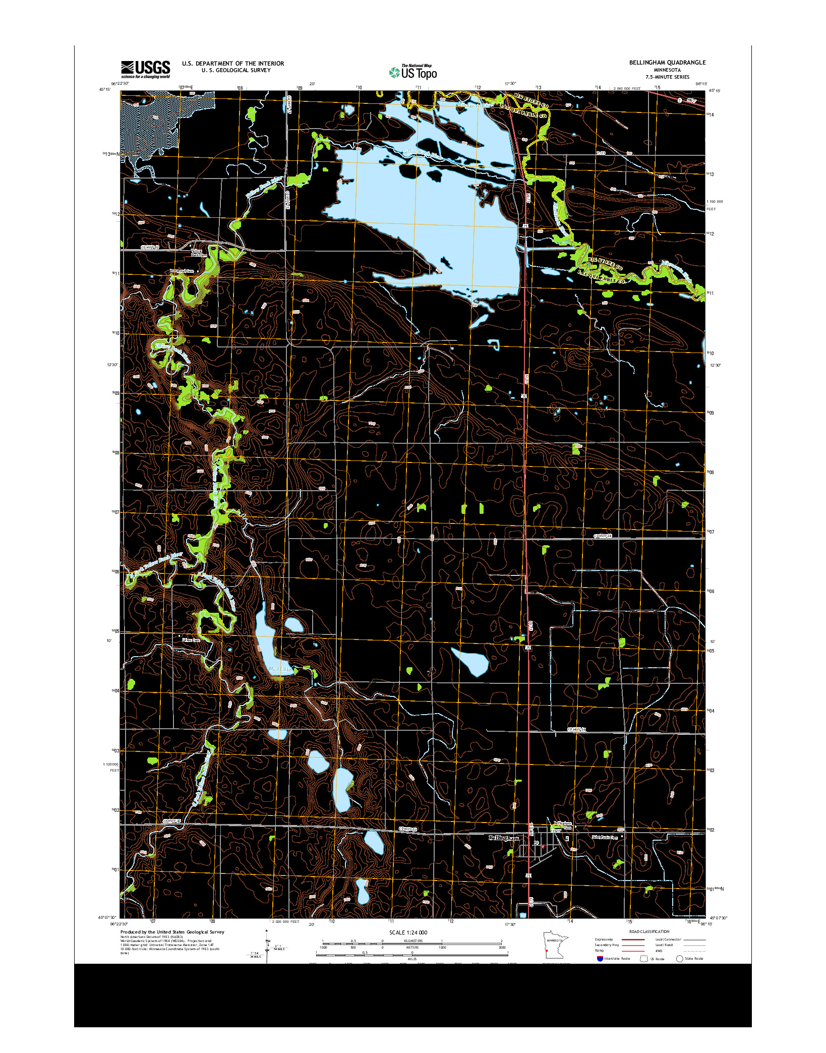 USGS US TOPO 7.5-MINUTE MAP FOR BELLINGHAM, MN 2013