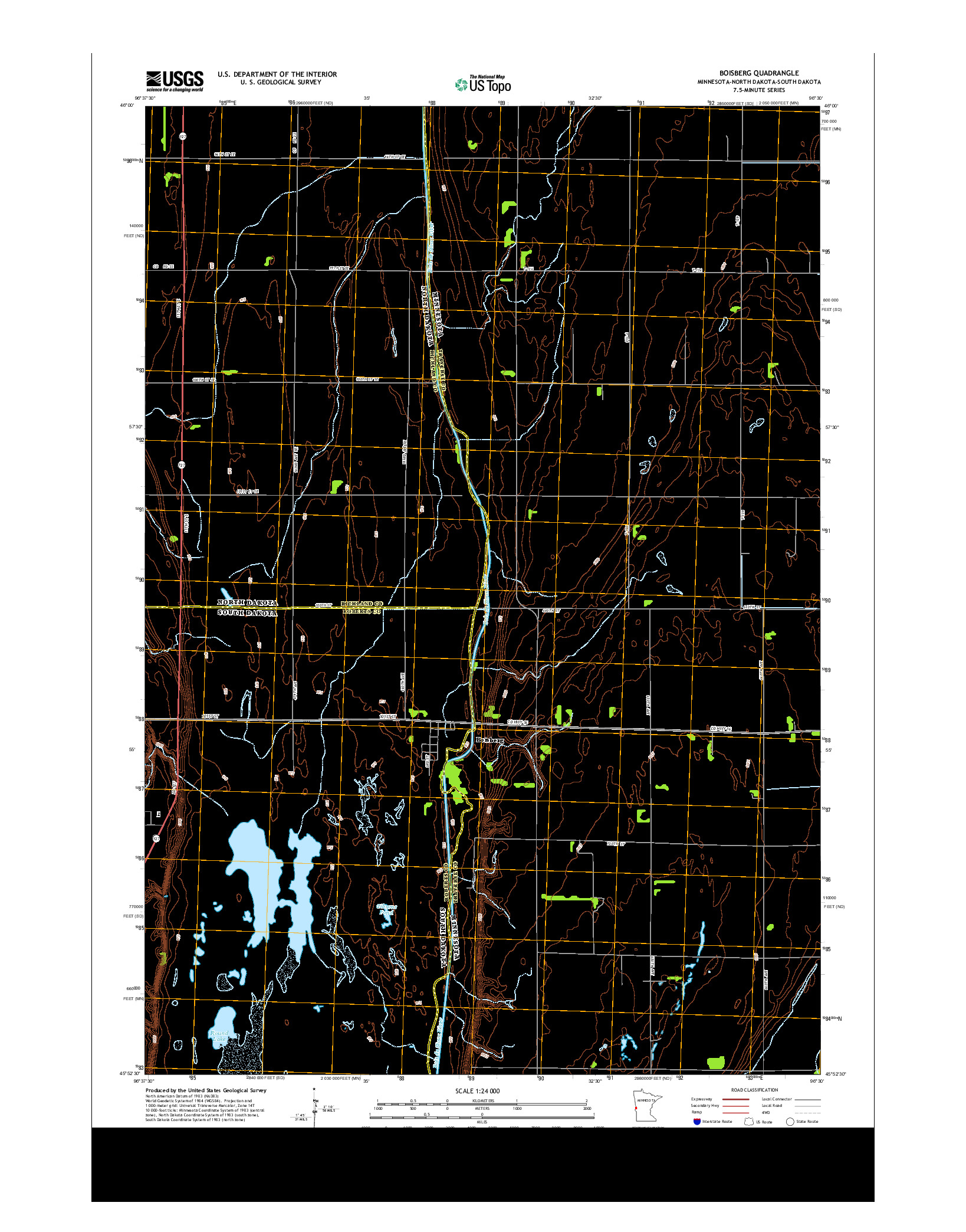 USGS US TOPO 7.5-MINUTE MAP FOR BOISBERG, MN-ND-SD 2013