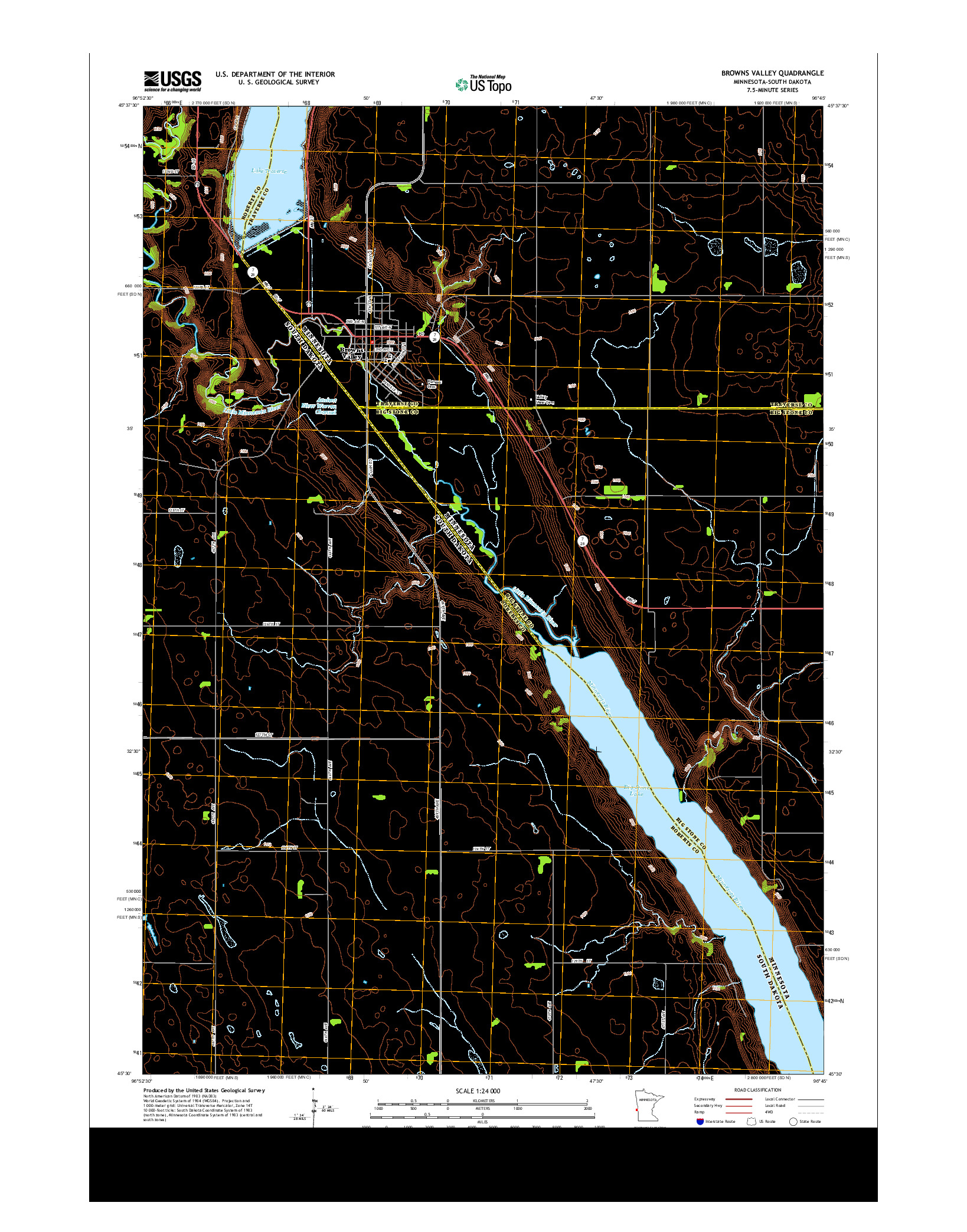 USGS US TOPO 7.5-MINUTE MAP FOR BROWNS VALLEY, MN-SD 2013