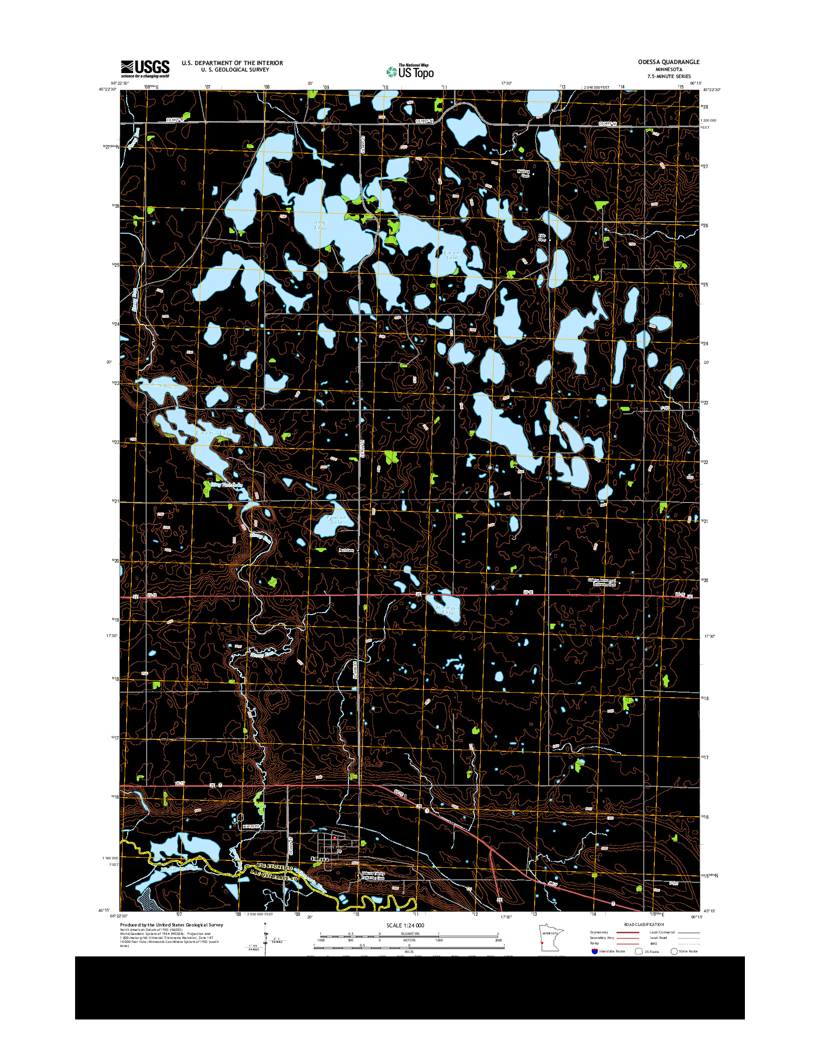USGS US TOPO 7.5-MINUTE MAP FOR ODESSA, MN 2013