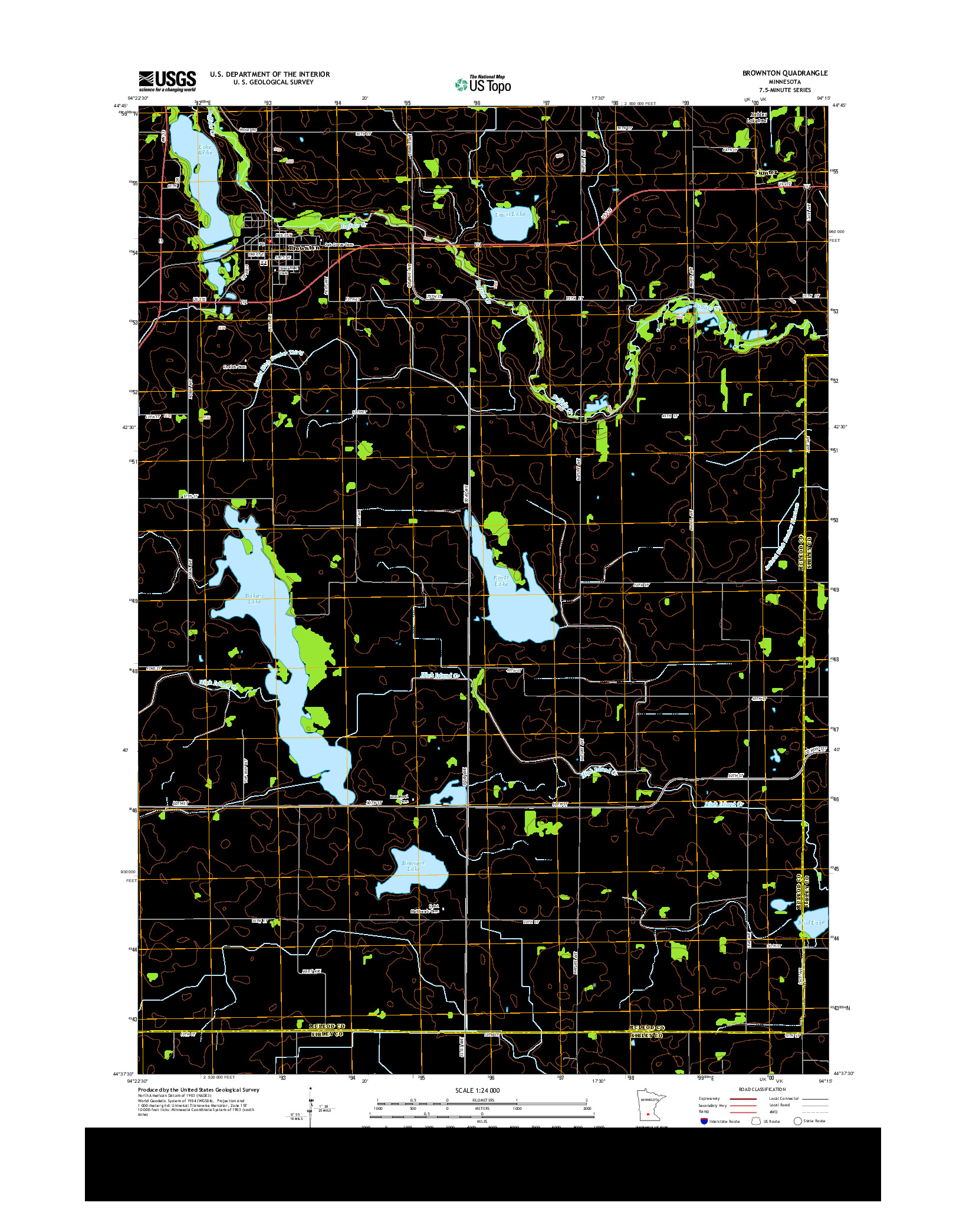 USGS US TOPO 7.5-MINUTE MAP FOR BROWNTON, MN 2013