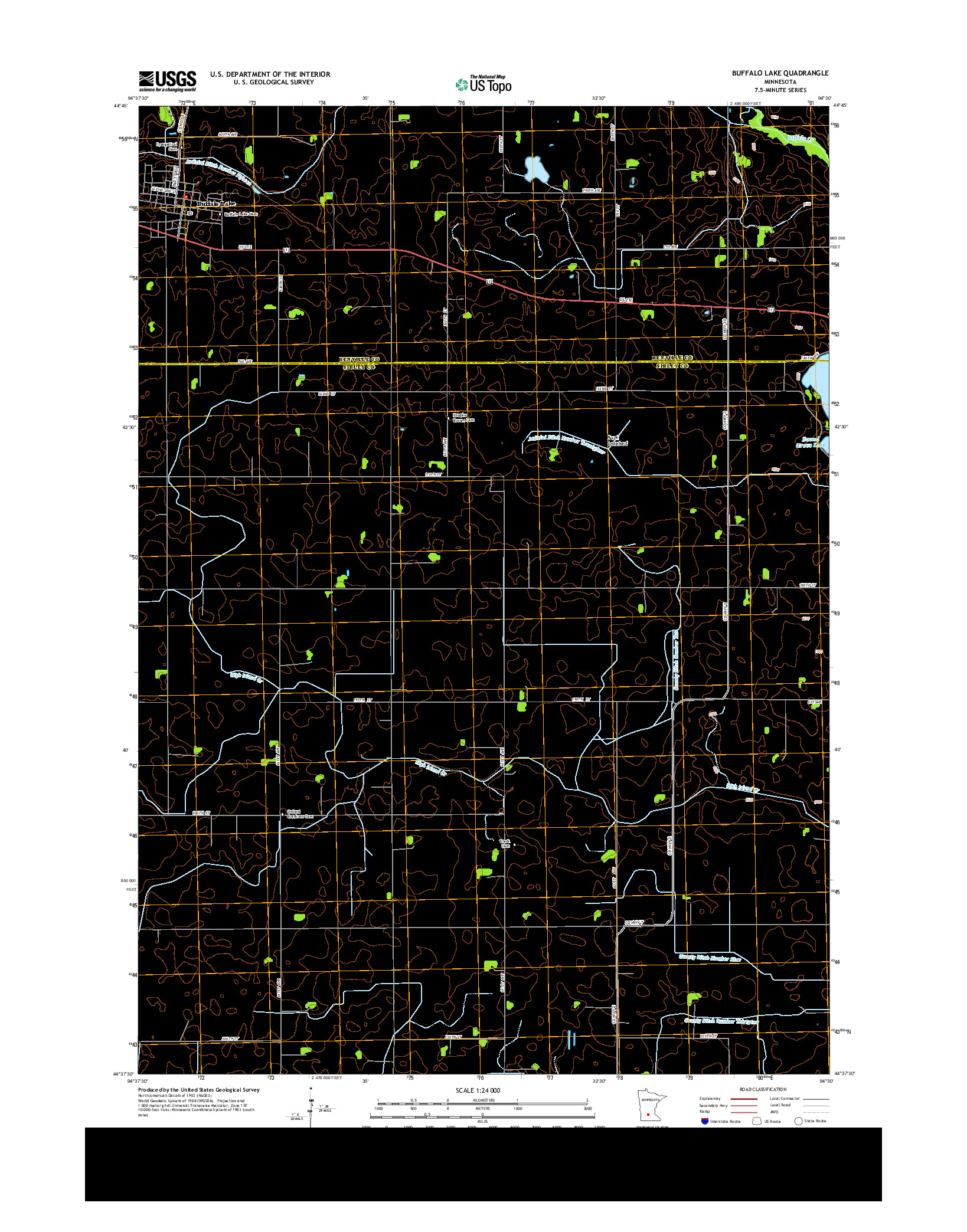 USGS US TOPO 7.5-MINUTE MAP FOR BUFFALO LAKE, MN 2013