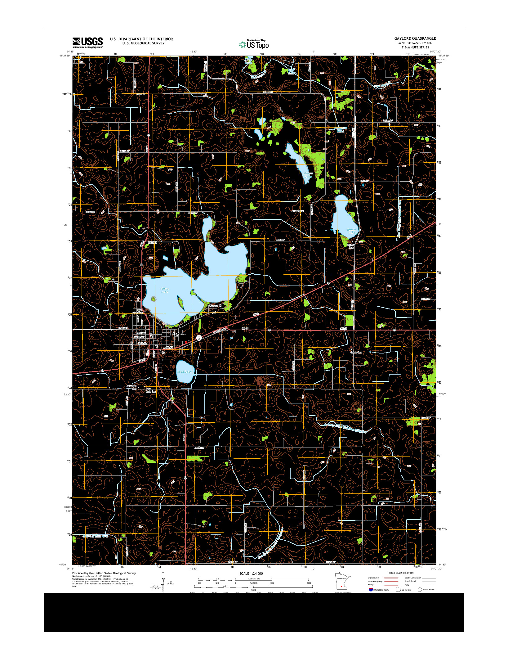 USGS US TOPO 7.5-MINUTE MAP FOR GAYLORD, MN 2013