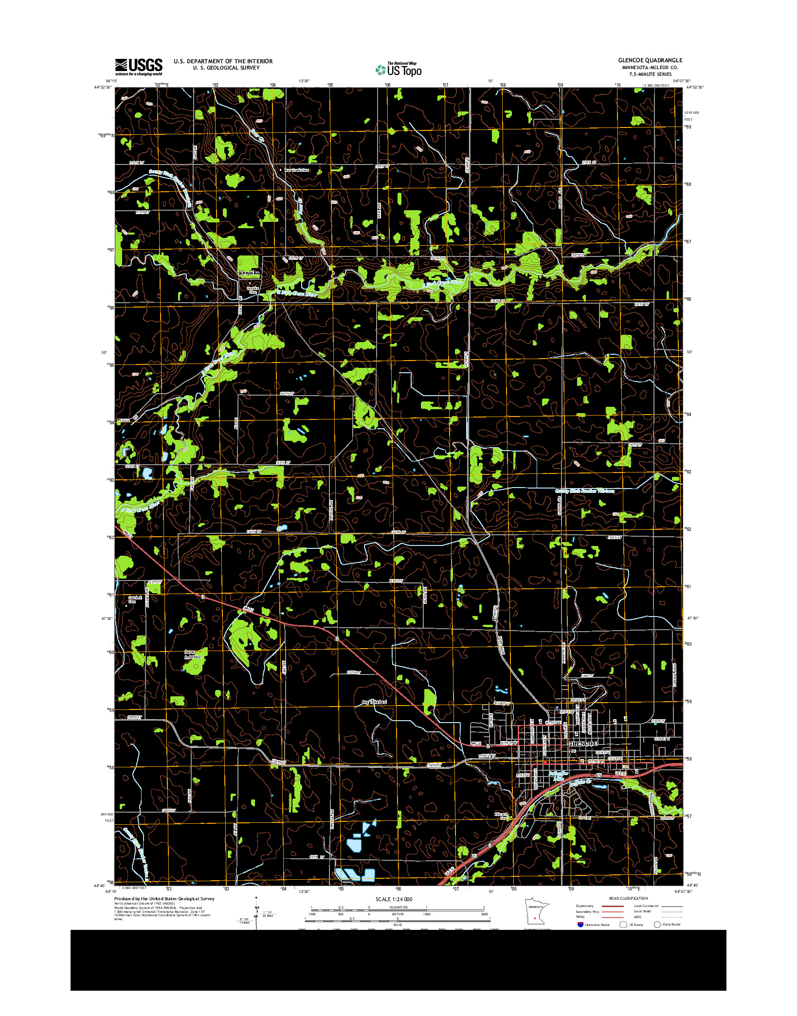 USGS US TOPO 7.5-MINUTE MAP FOR GLENCOE, MN 2013