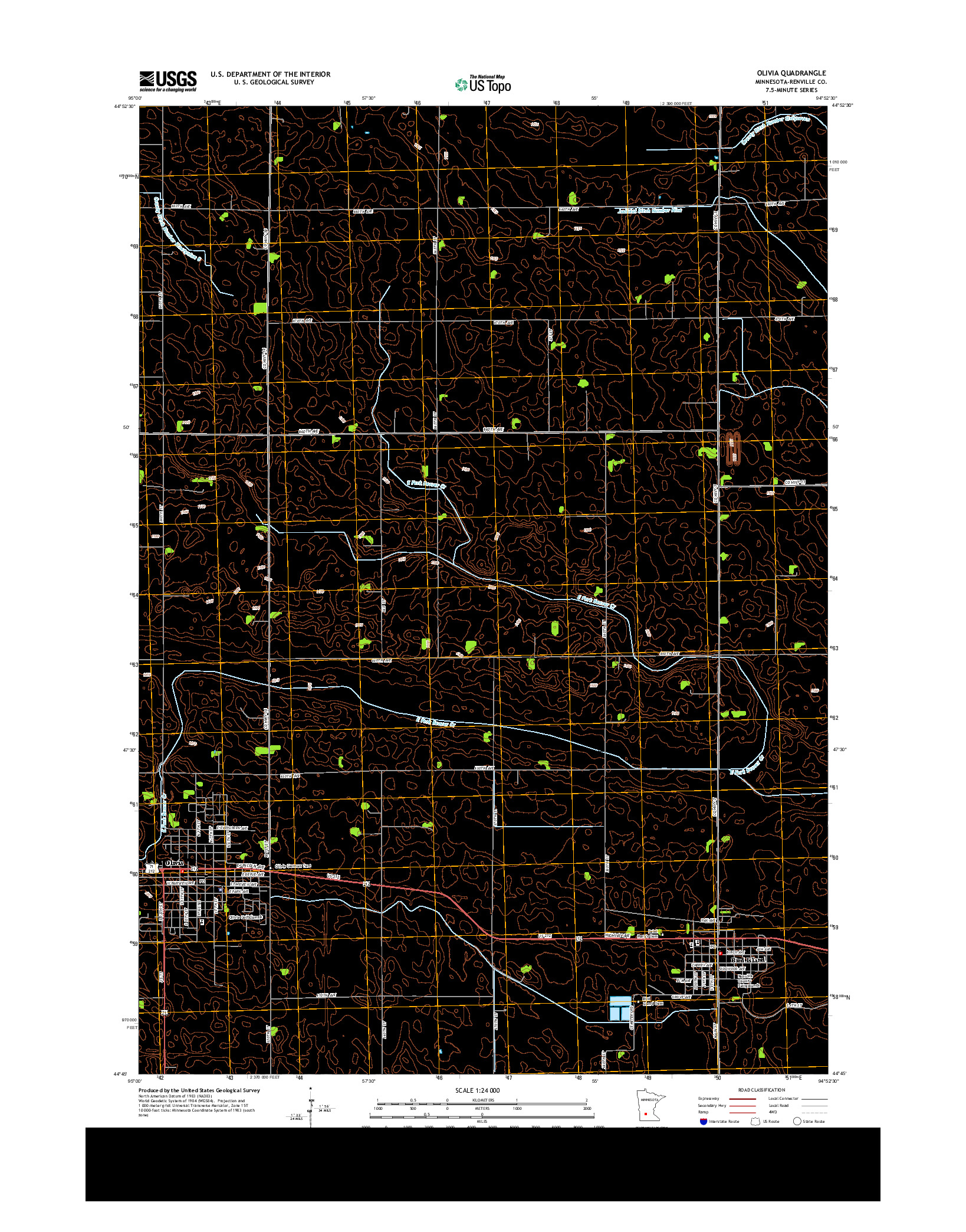 USGS US TOPO 7.5-MINUTE MAP FOR OLIVIA, MN 2013