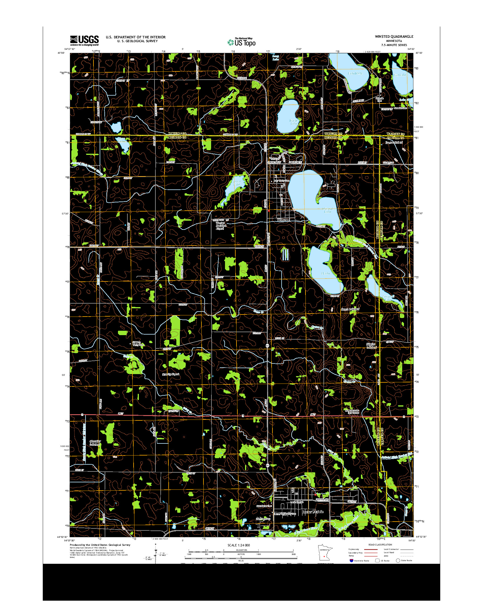 USGS US TOPO 7.5-MINUTE MAP FOR WINSTED, MN 2013