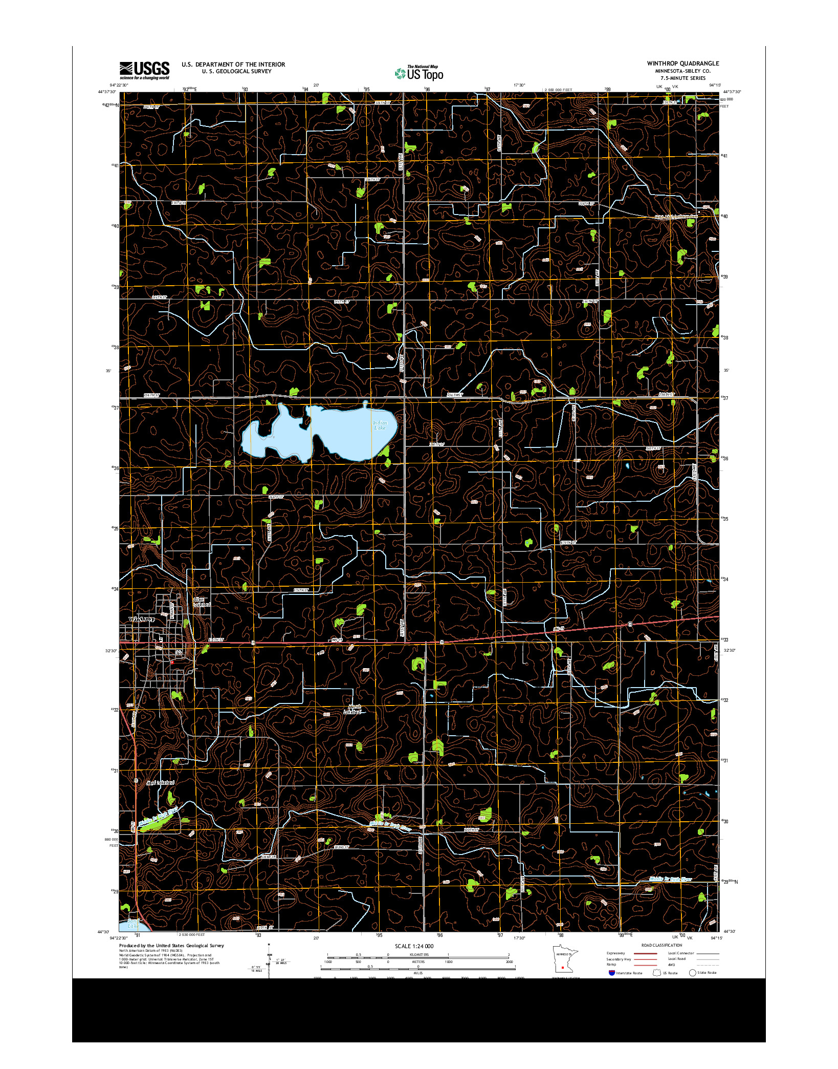 USGS US TOPO 7.5-MINUTE MAP FOR WINTHROP, MN 2013