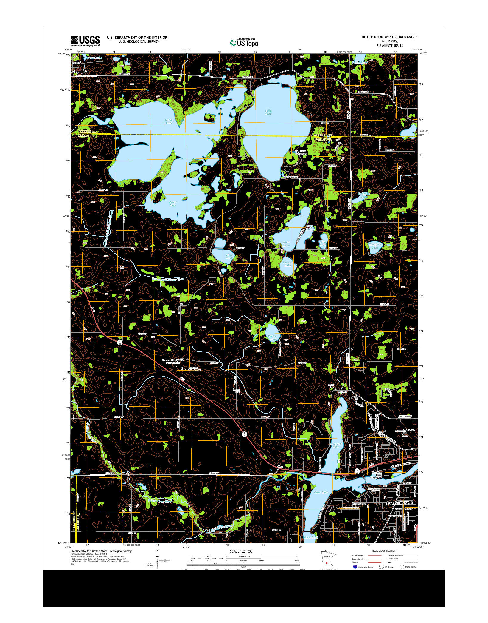 USGS US TOPO 7.5-MINUTE MAP FOR HUTCHINSON WEST, MN 2013