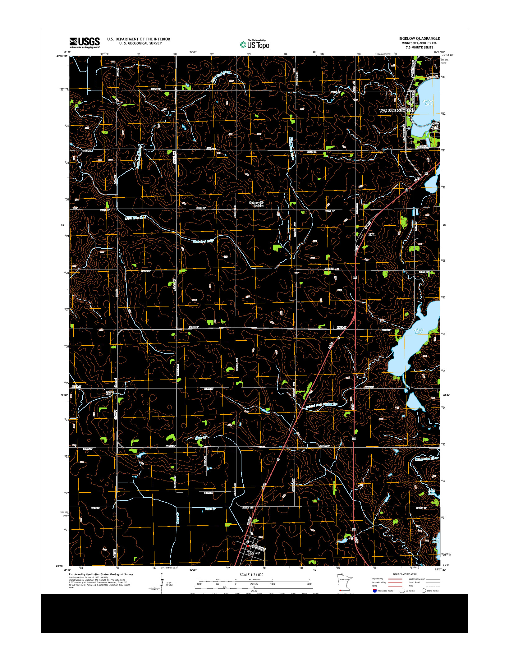 USGS US TOPO 7.5-MINUTE MAP FOR BIGELOW, MN 2013