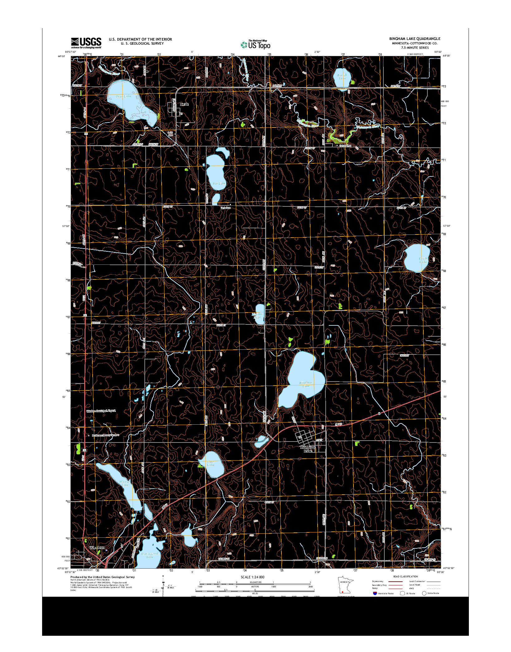 USGS US TOPO 7.5-MINUTE MAP FOR BINGHAM LAKE, MN 2013