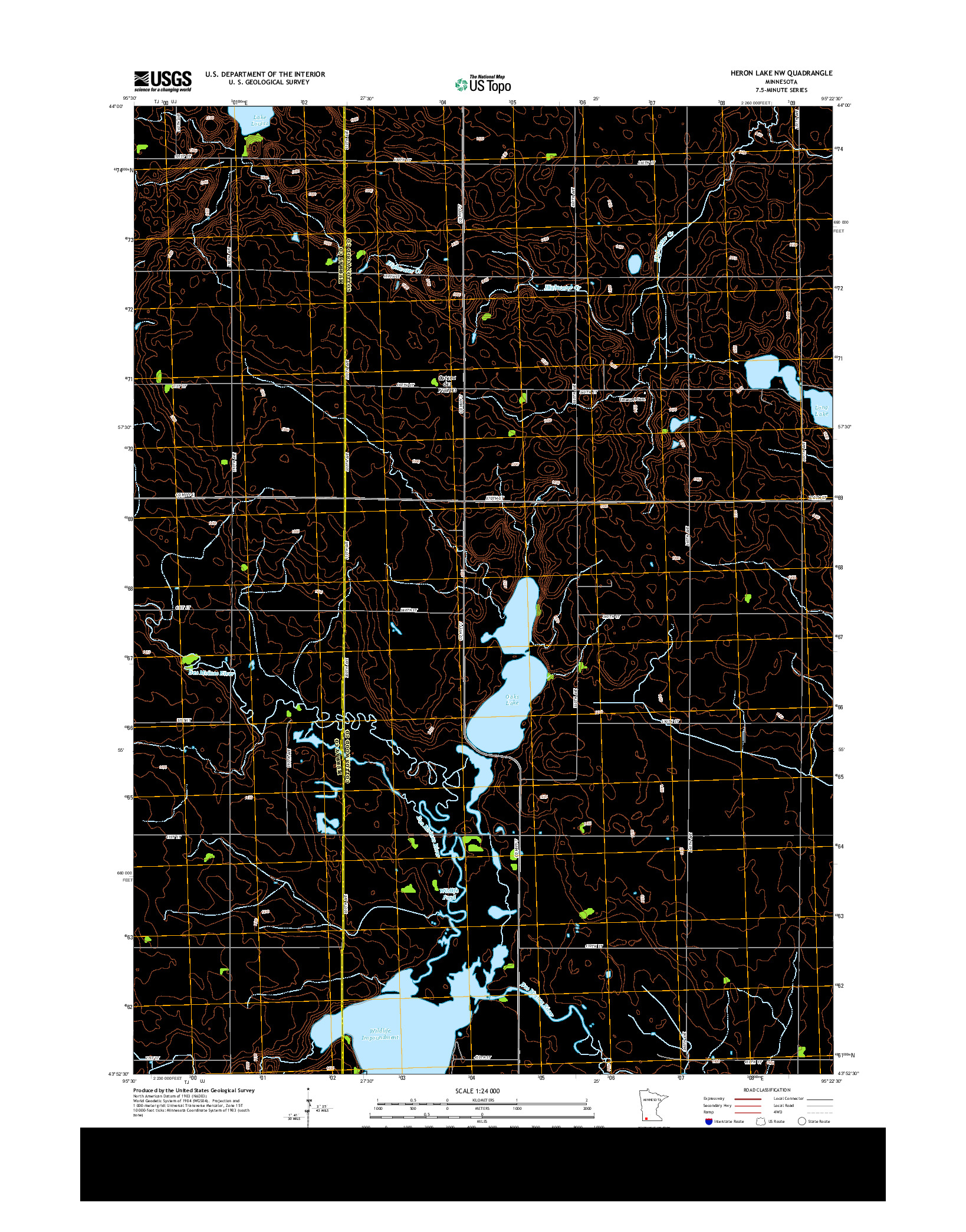 USGS US TOPO 7.5-MINUTE MAP FOR HERON LAKE NW, MN 2013