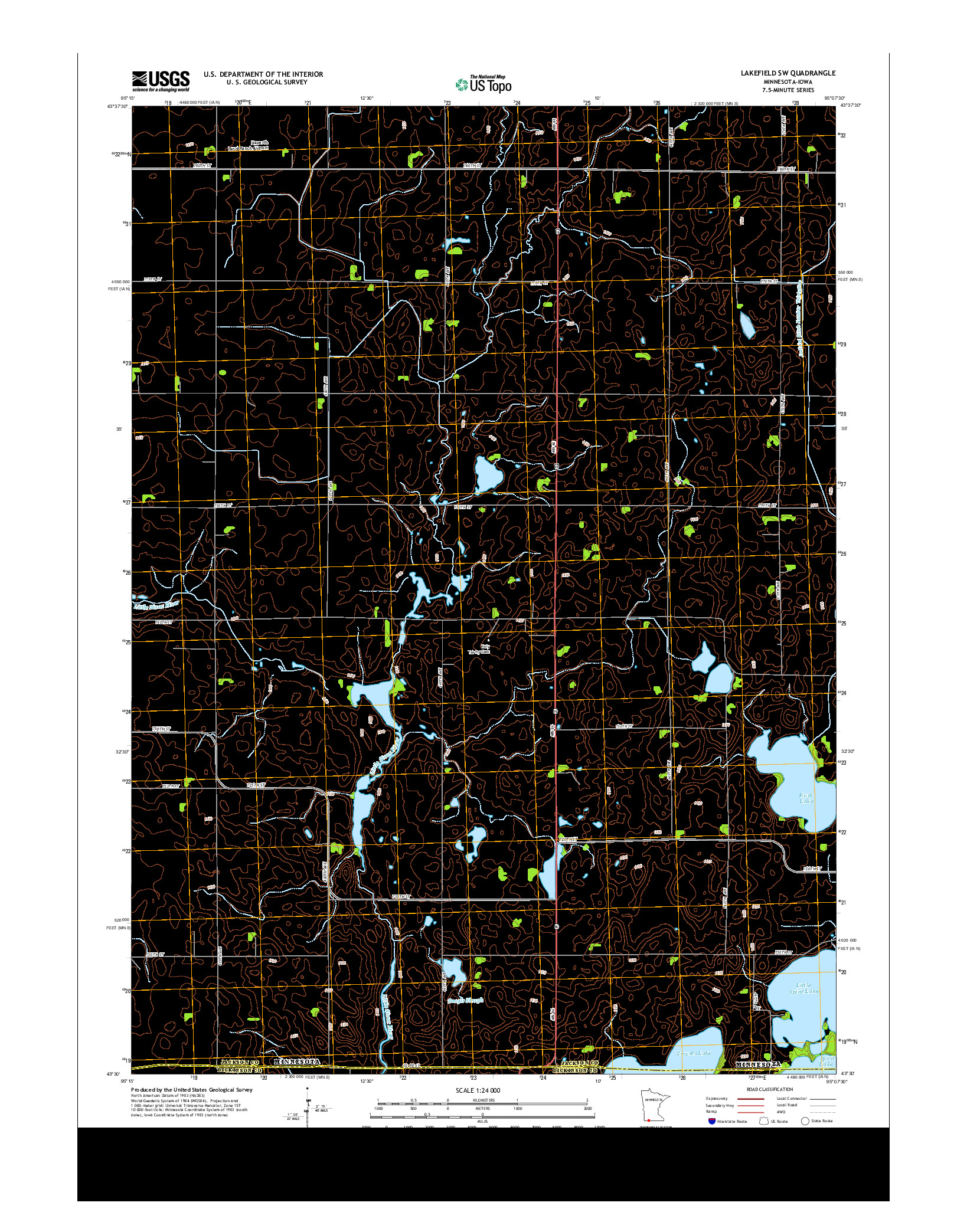 USGS US TOPO 7.5-MINUTE MAP FOR LAKEFIELD SW, MN-IA 2013
