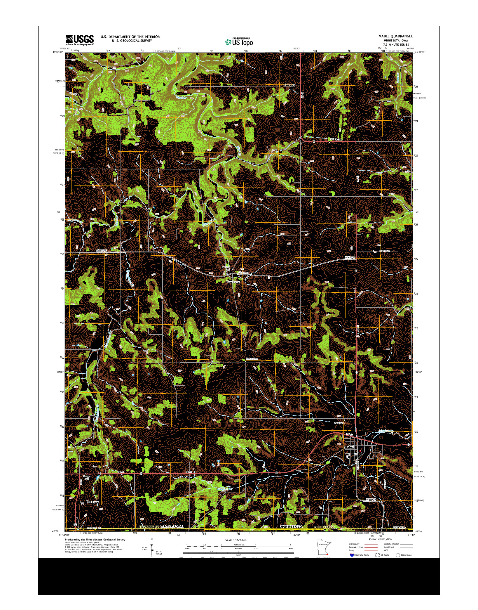 USGS US TOPO 7.5-MINUTE MAP FOR MABEL, MN-IA 2013