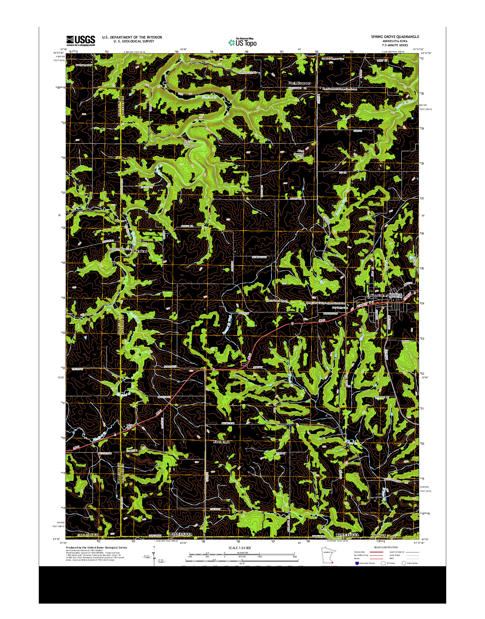 USGS US TOPO 7.5-MINUTE MAP FOR SPRING GROVE, MN-IA 2013