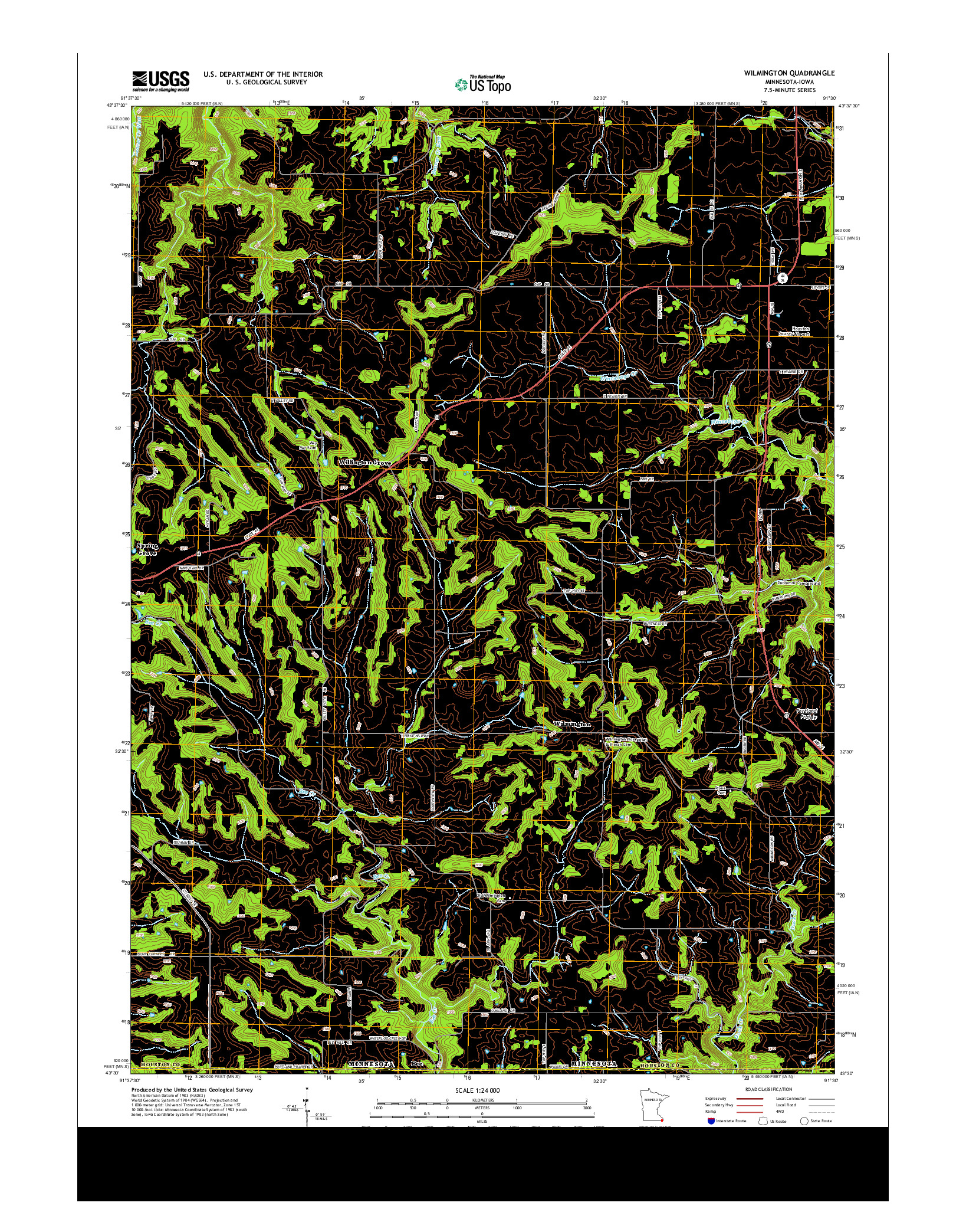 USGS US TOPO 7.5-MINUTE MAP FOR WILMINGTON, MN-IA 2013