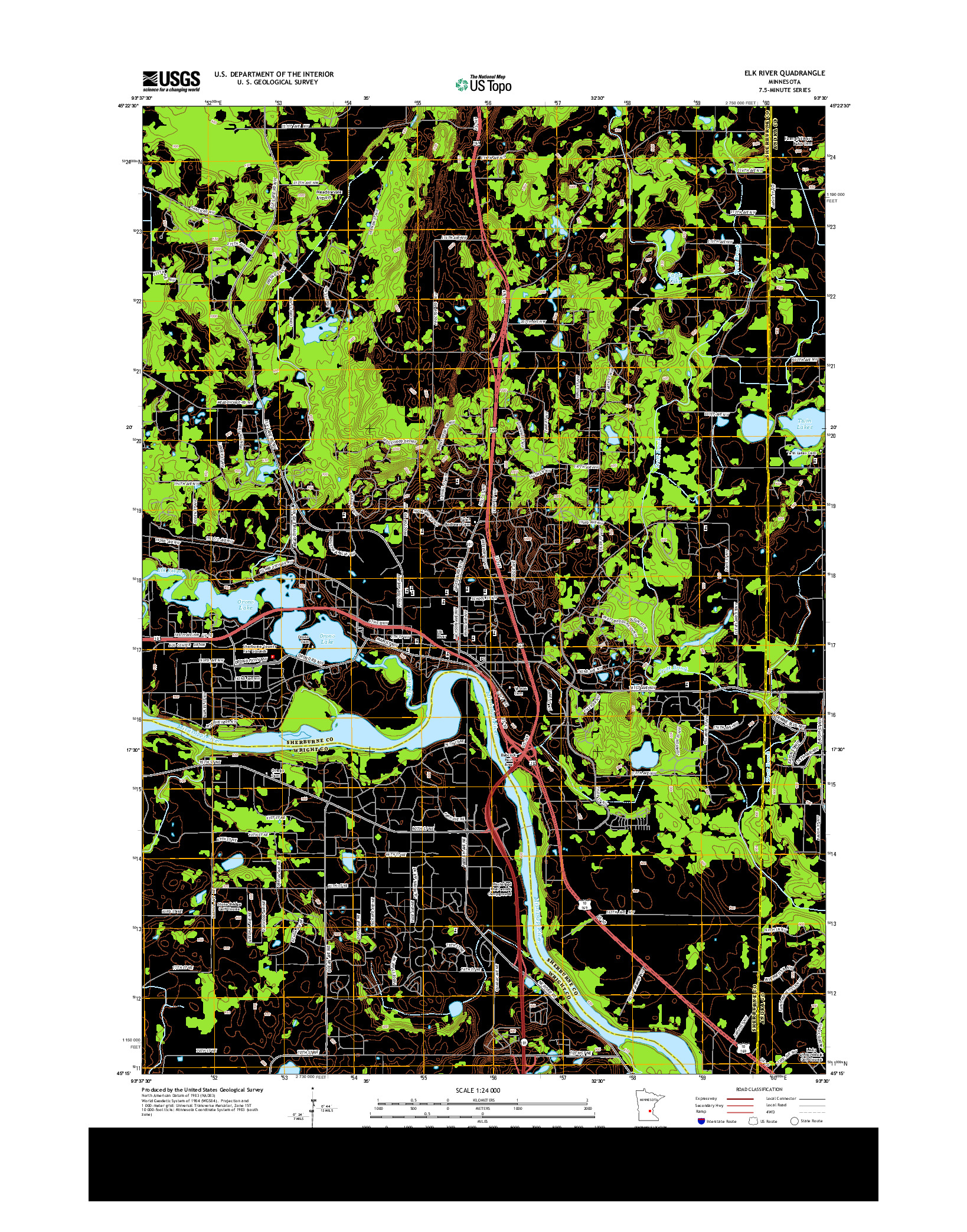 USGS US TOPO 7.5-MINUTE MAP FOR ELK RIVER, MN 2013