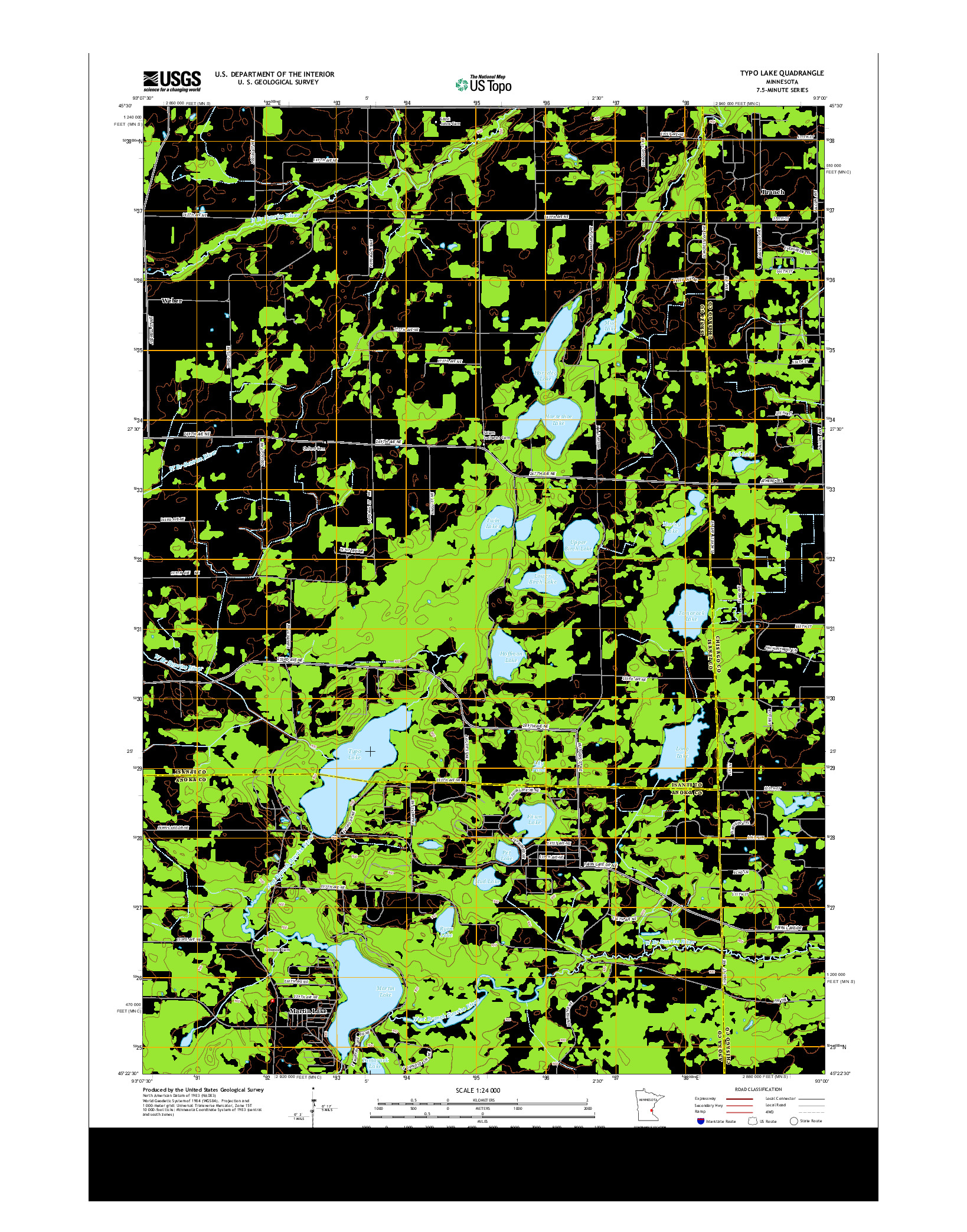 USGS US TOPO 7.5-MINUTE MAP FOR TYPO LAKE, MN 2013