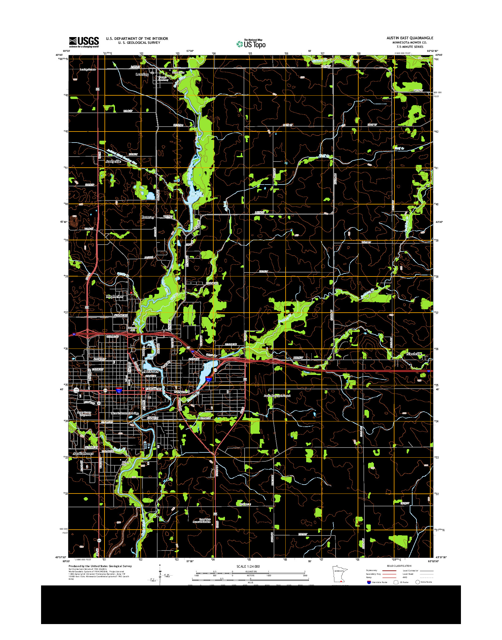 USGS US TOPO 7.5-MINUTE MAP FOR AUSTIN EAST, MN 2013