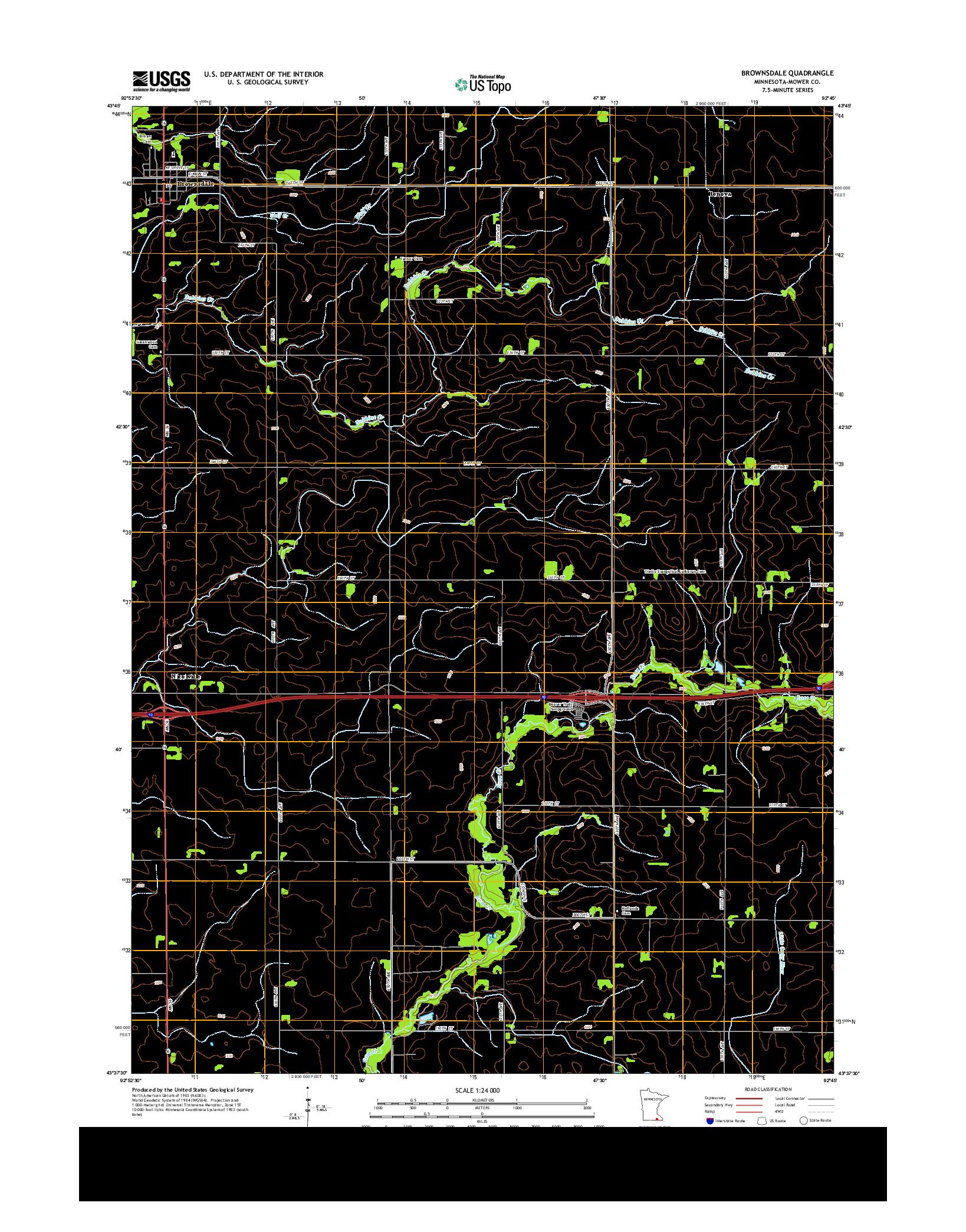 USGS US TOPO 7.5-MINUTE MAP FOR BROWNSDALE, MN 2013