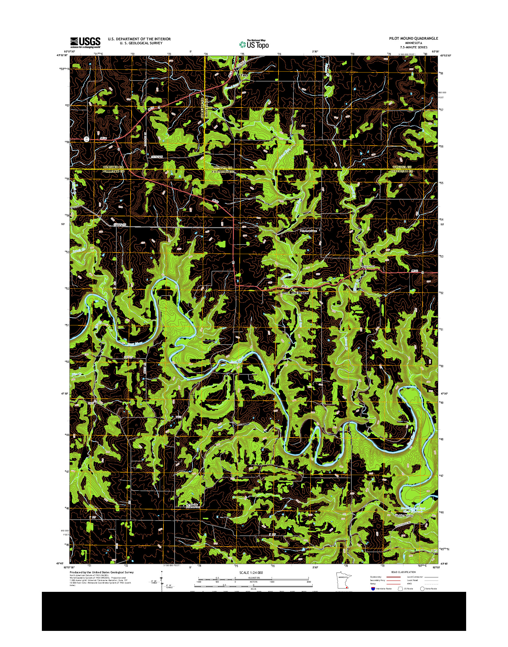 USGS US TOPO 7.5-MINUTE MAP FOR PILOT MOUND, MN 2013