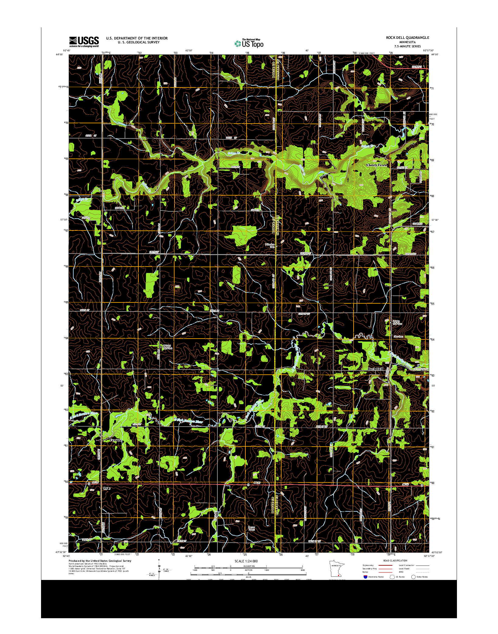 USGS US TOPO 7.5-MINUTE MAP FOR ROCK DELL, MN 2013