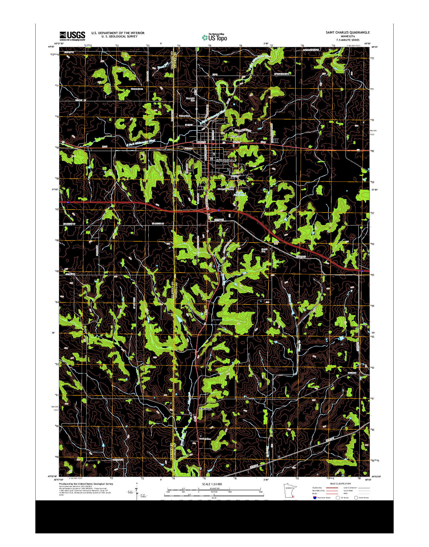USGS US TOPO 7.5-MINUTE MAP FOR SAINT CHARLES, MN 2013