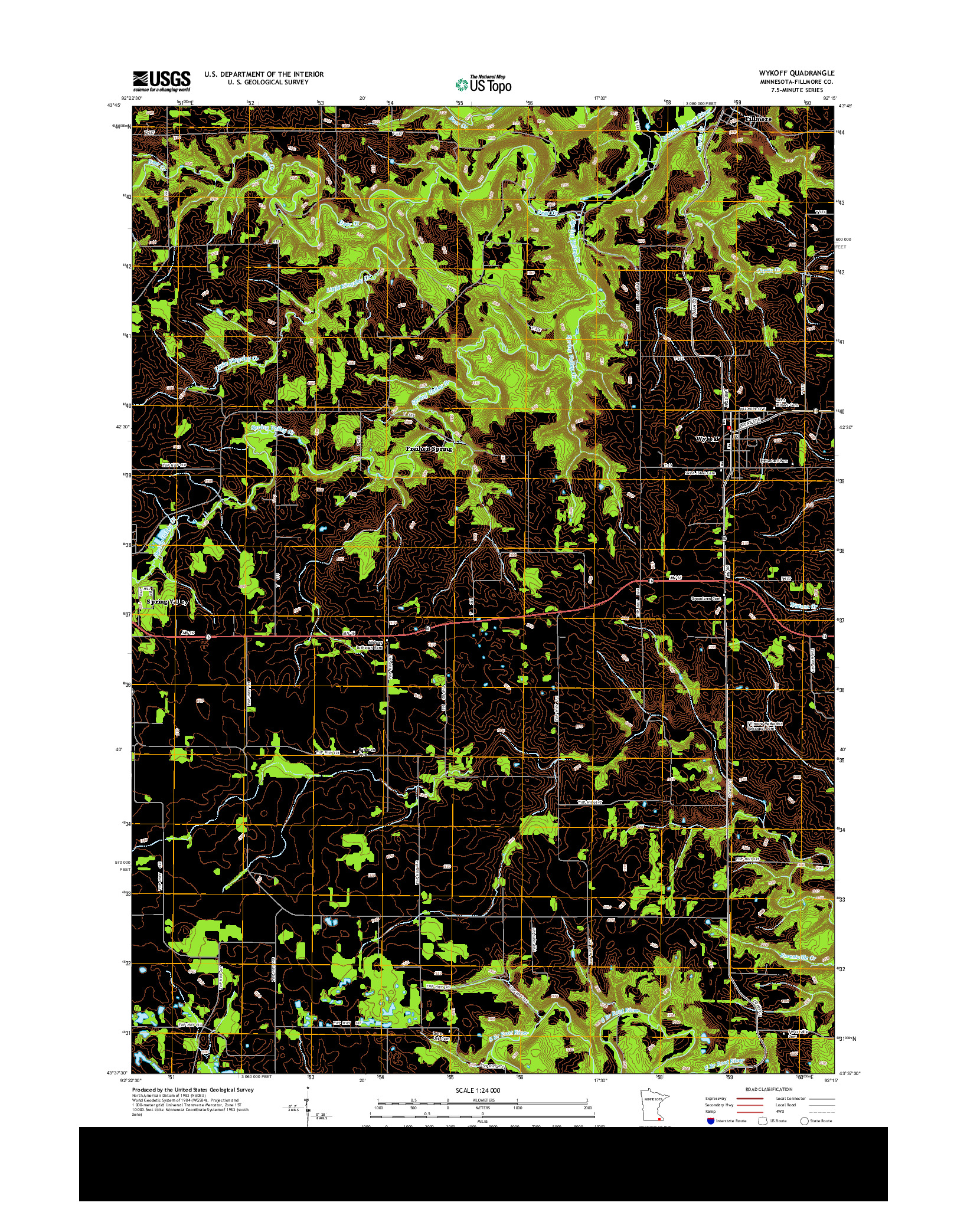 USGS US TOPO 7.5-MINUTE MAP FOR WYKOFF, MN 2013