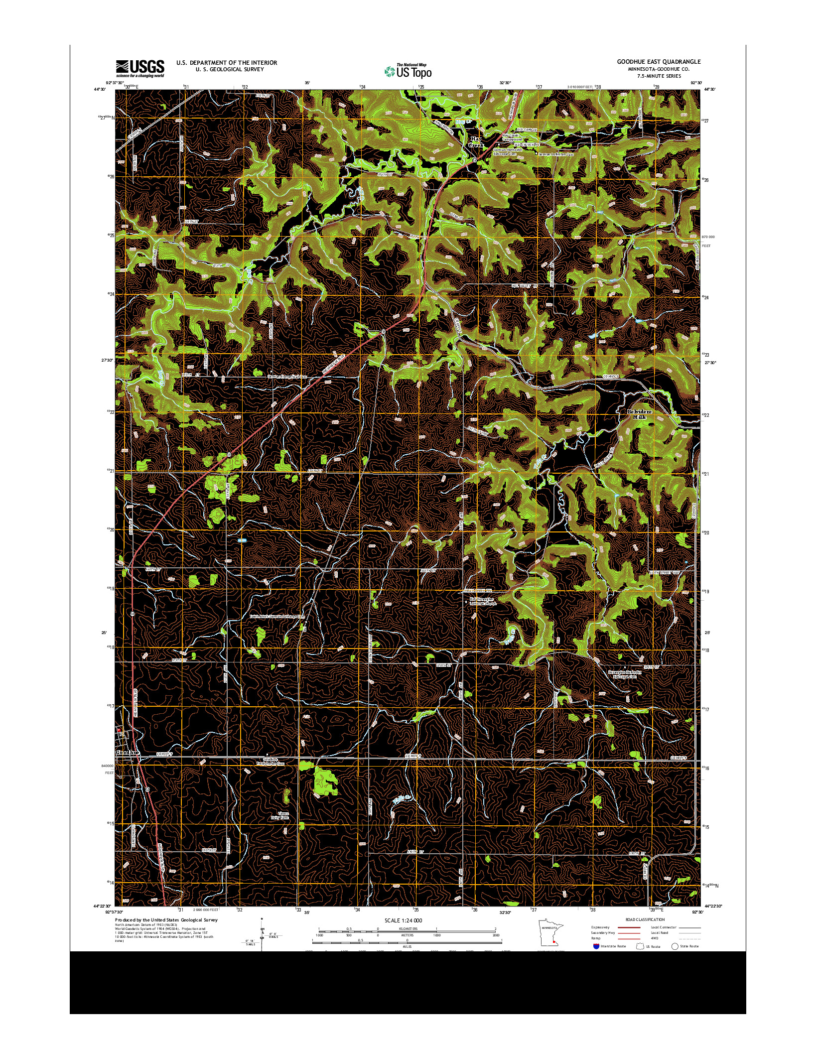 USGS US TOPO 7.5-MINUTE MAP FOR GOODHUE EAST, MN 2013